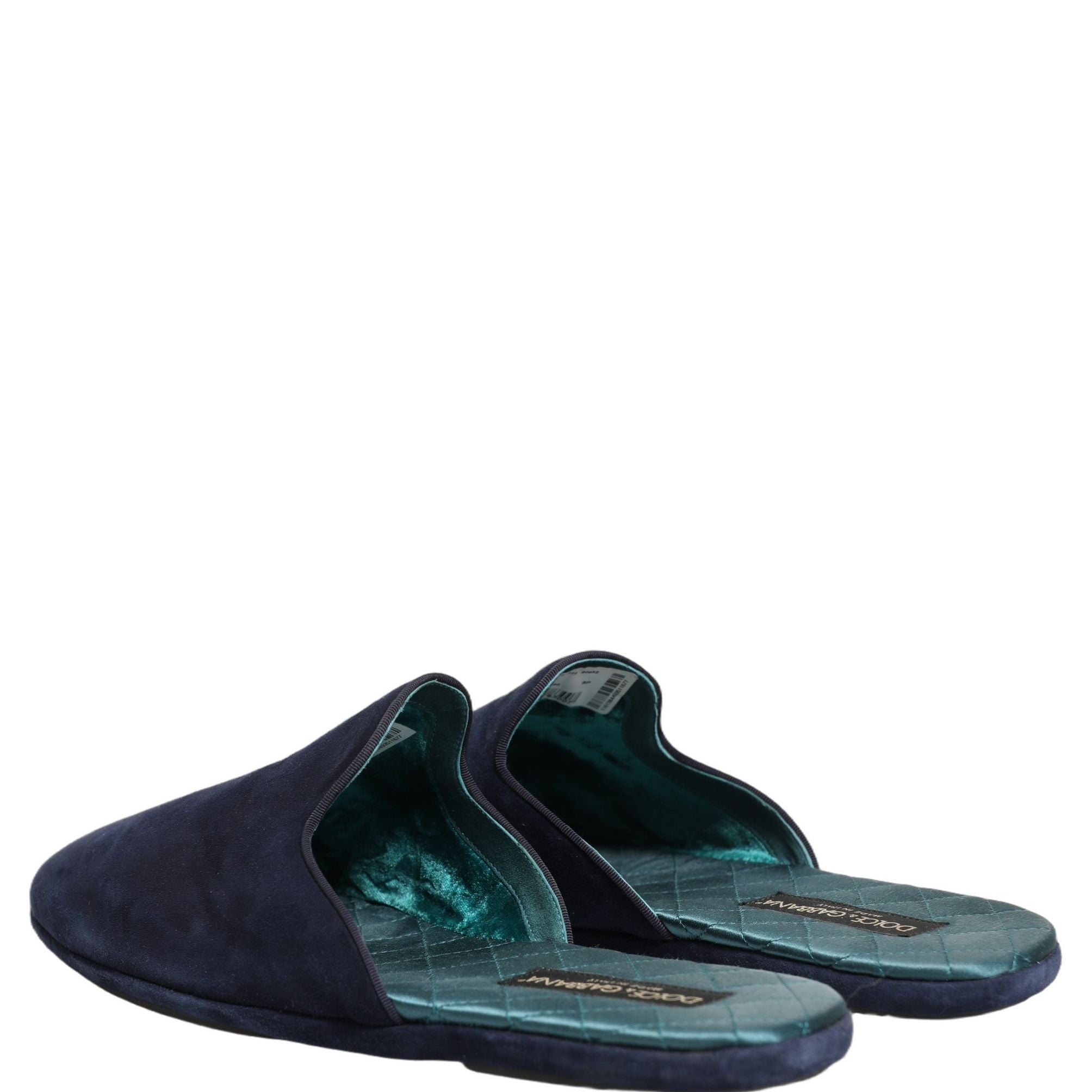 Dolce & Gabbana Blue Suede Slides Flat Slipper Men Shoes