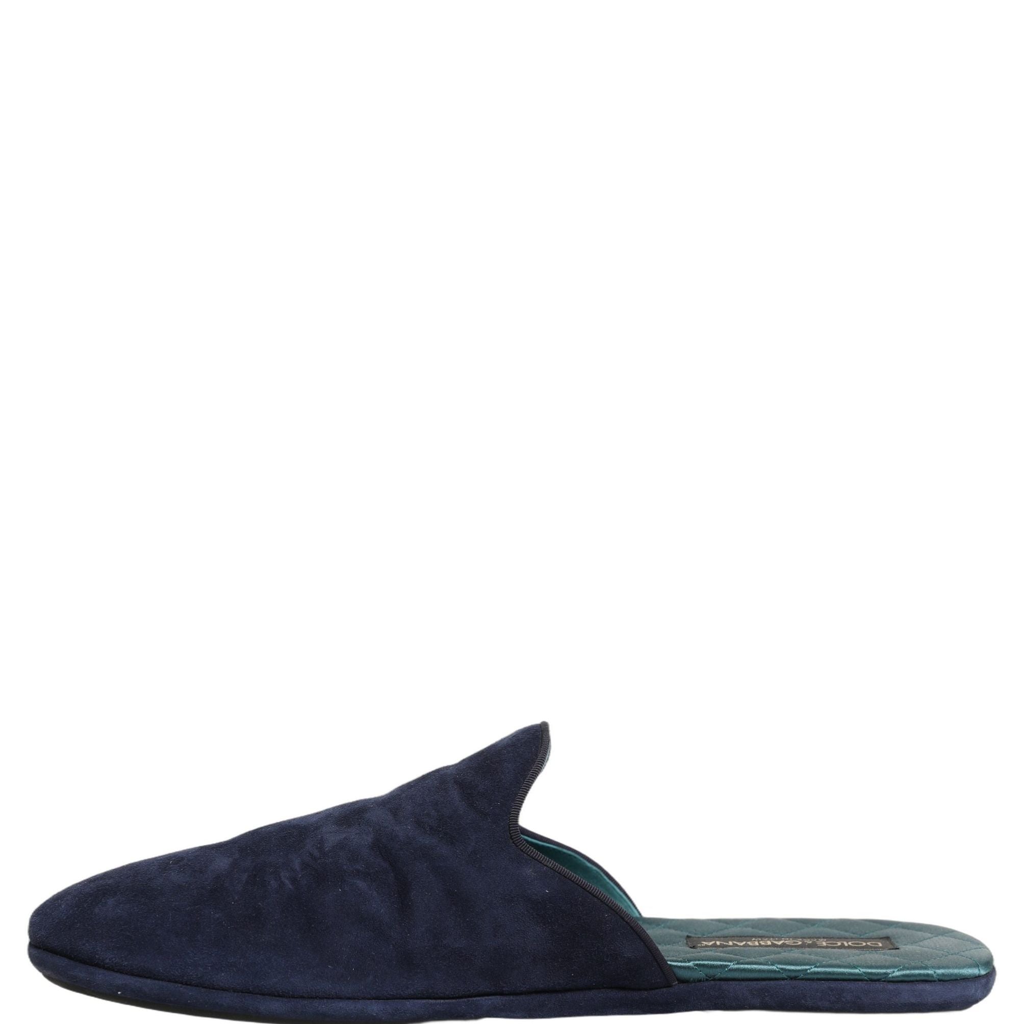 Dolce & Gabbana Blue Suede Slides Flat Slipper Men Shoes