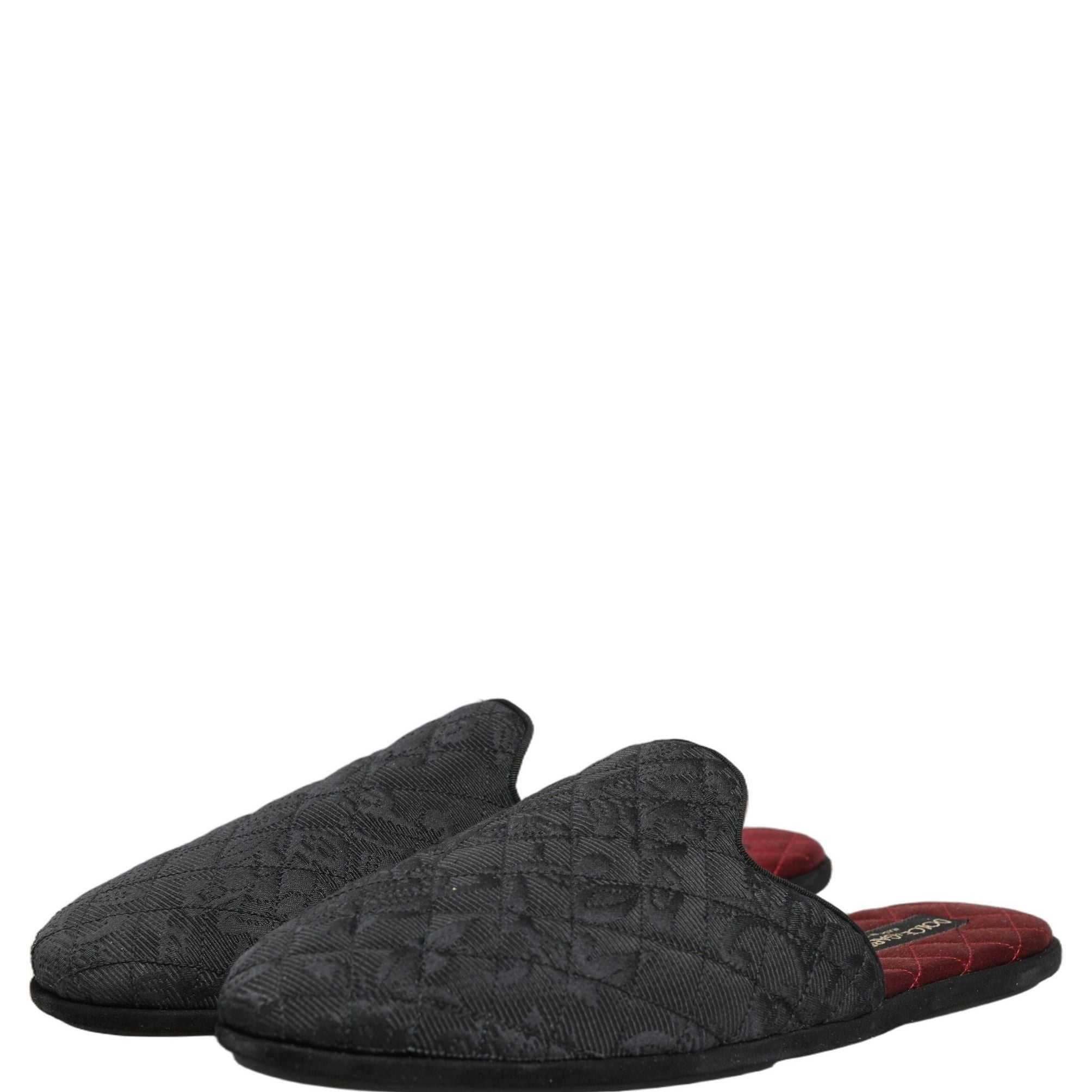 Dolce & Gabbana Black Floral Brocade Slides Slippers Shoes