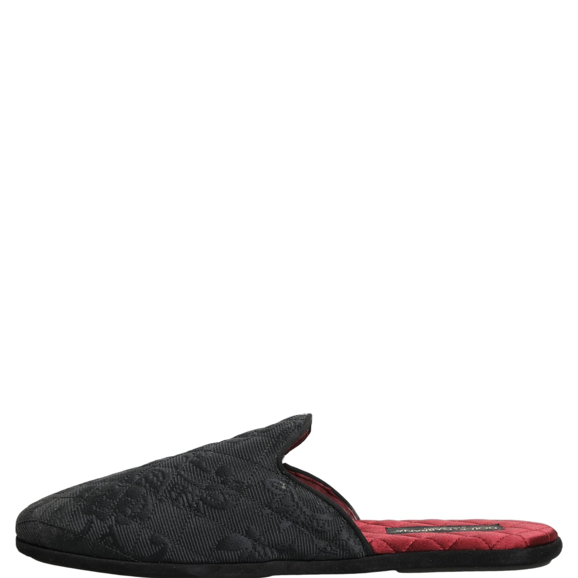 Dolce & Gabbana Black Floral Brocade Slides Slippers Shoes