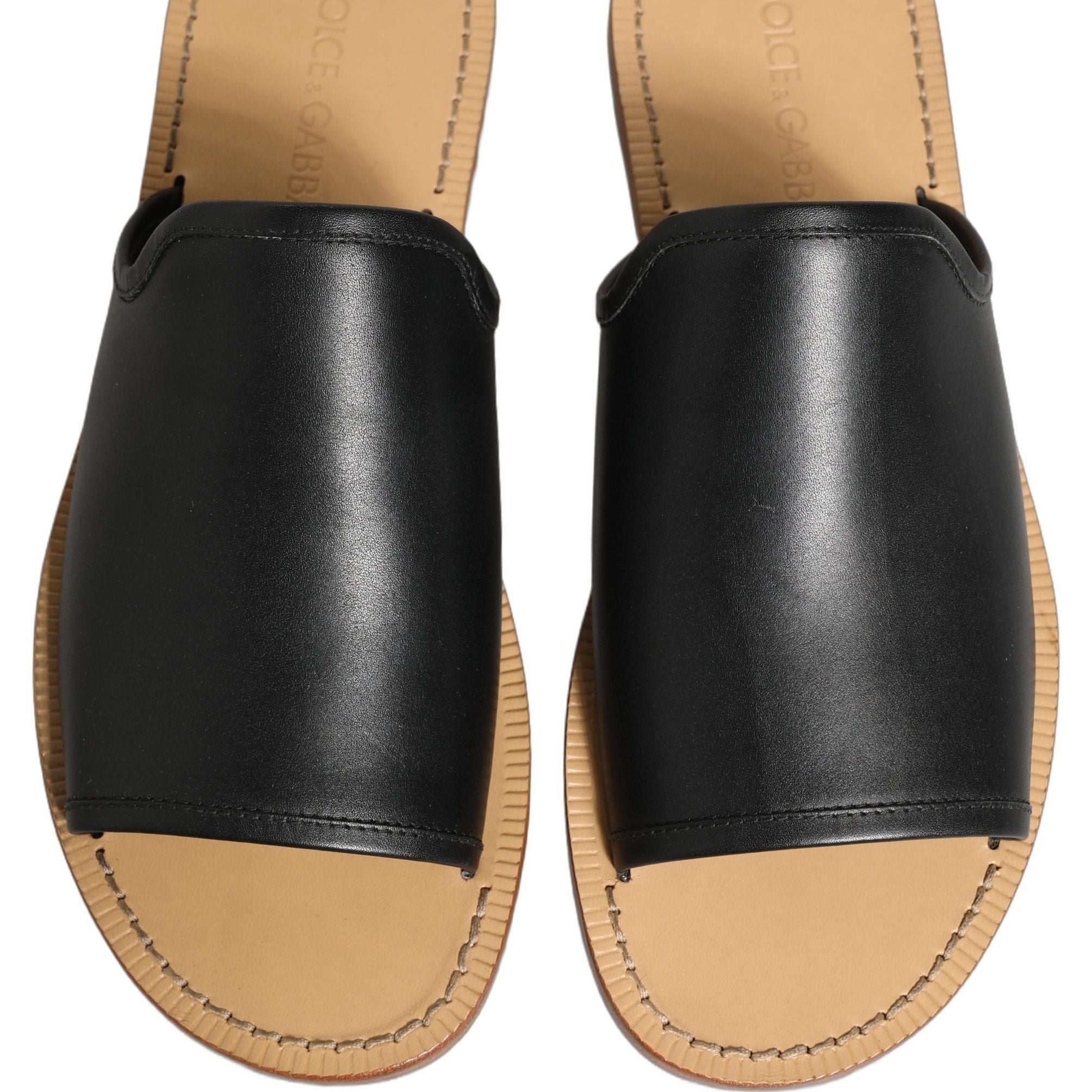 Dolce & Gabbana Brown Leather Slides Sandals Flats Men Shoes