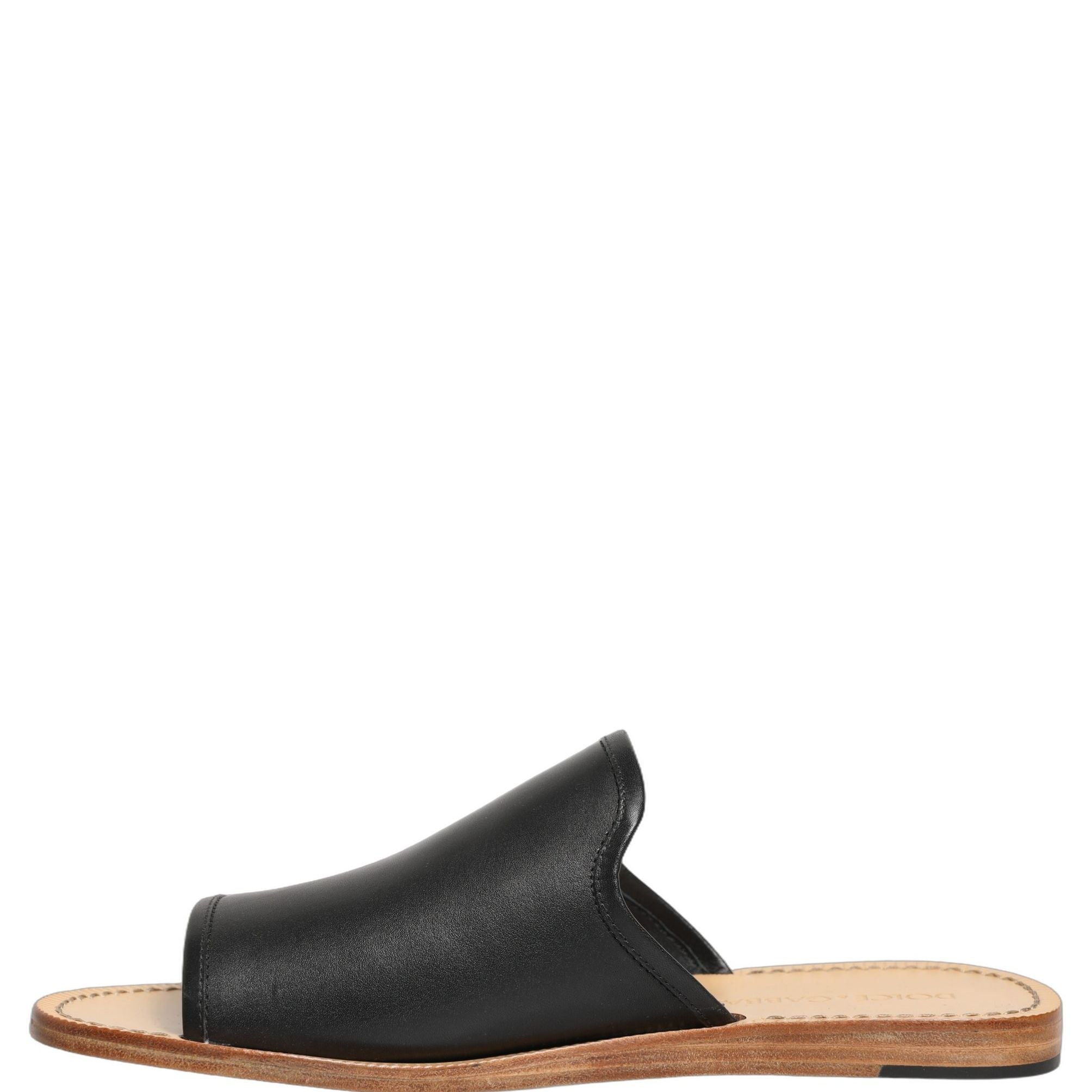 Dolce & Gabbana Brown Leather Slides Sandals Flats Men Shoes