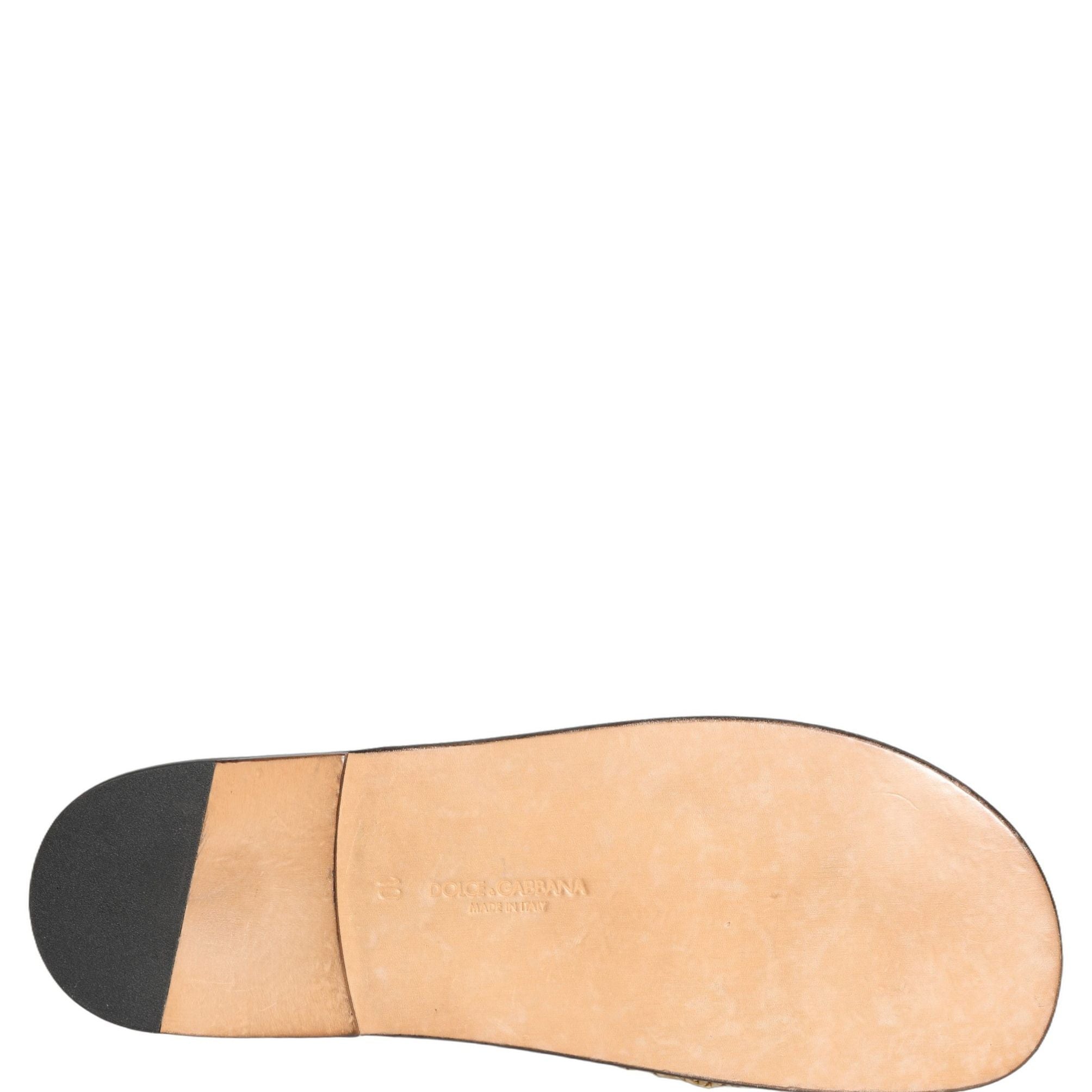 Dolce & Gabbana Beige Straw Raffia Slides Sandals Flats Shoes