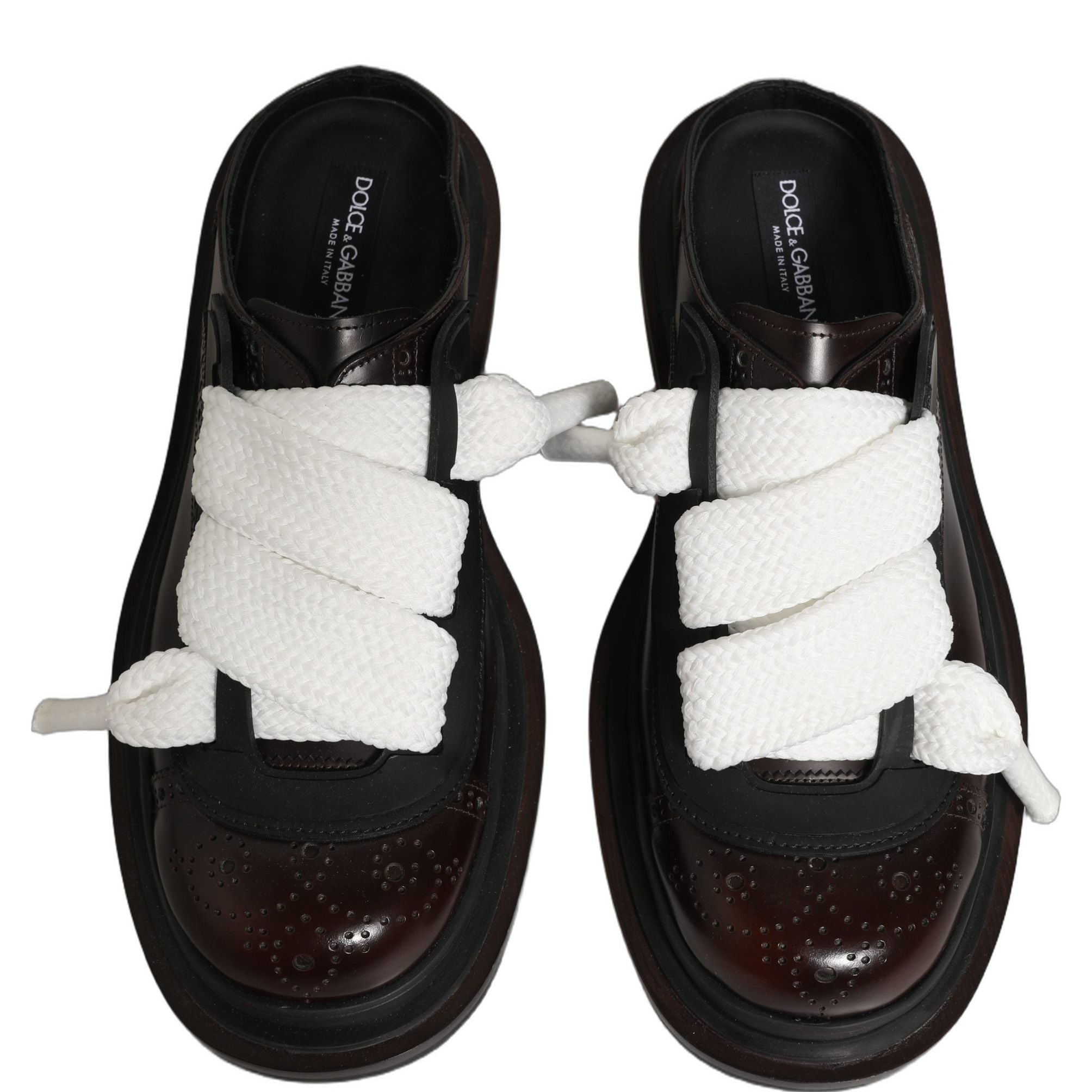 Dolce & Gabbana Brown Leather Slip On Flat Sandals Men Shoes