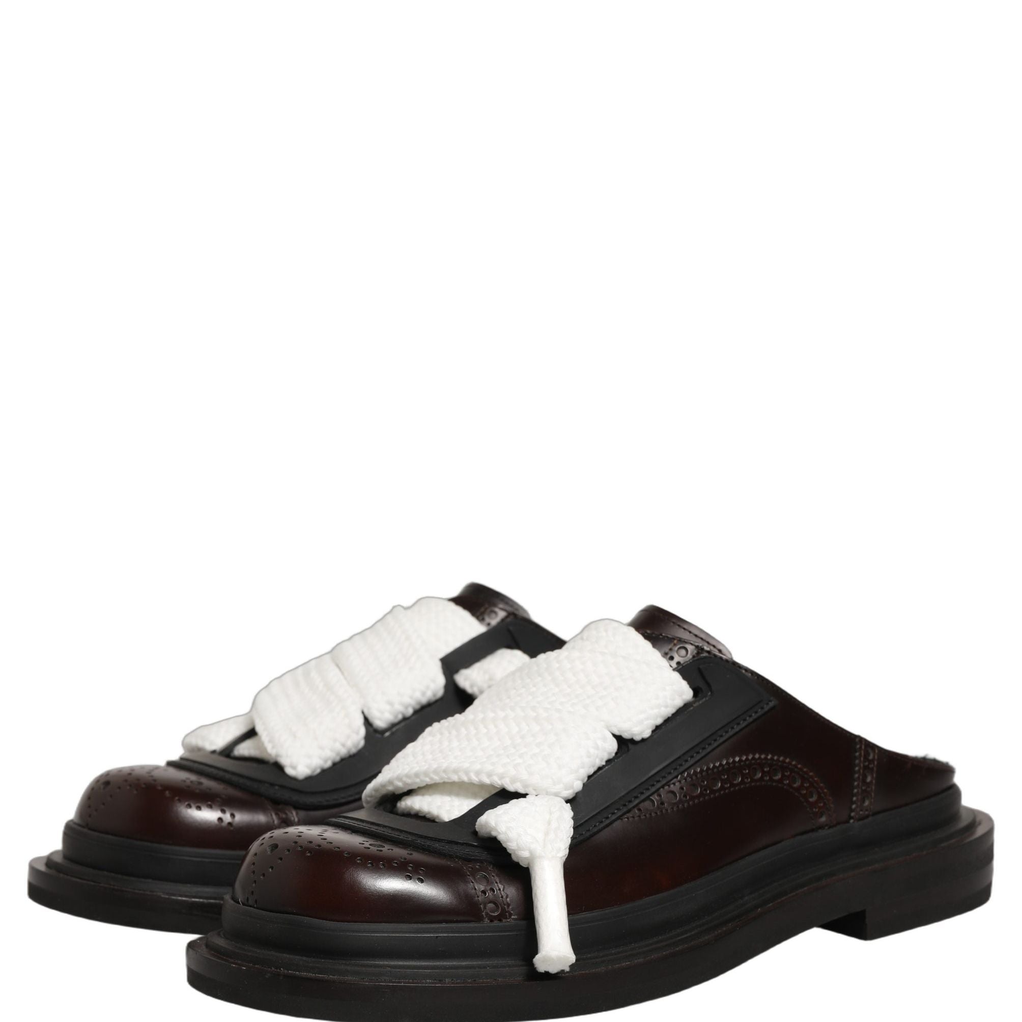 Dolce & Gabbana Brown Leather Slip On Flat Sandals Men Shoes