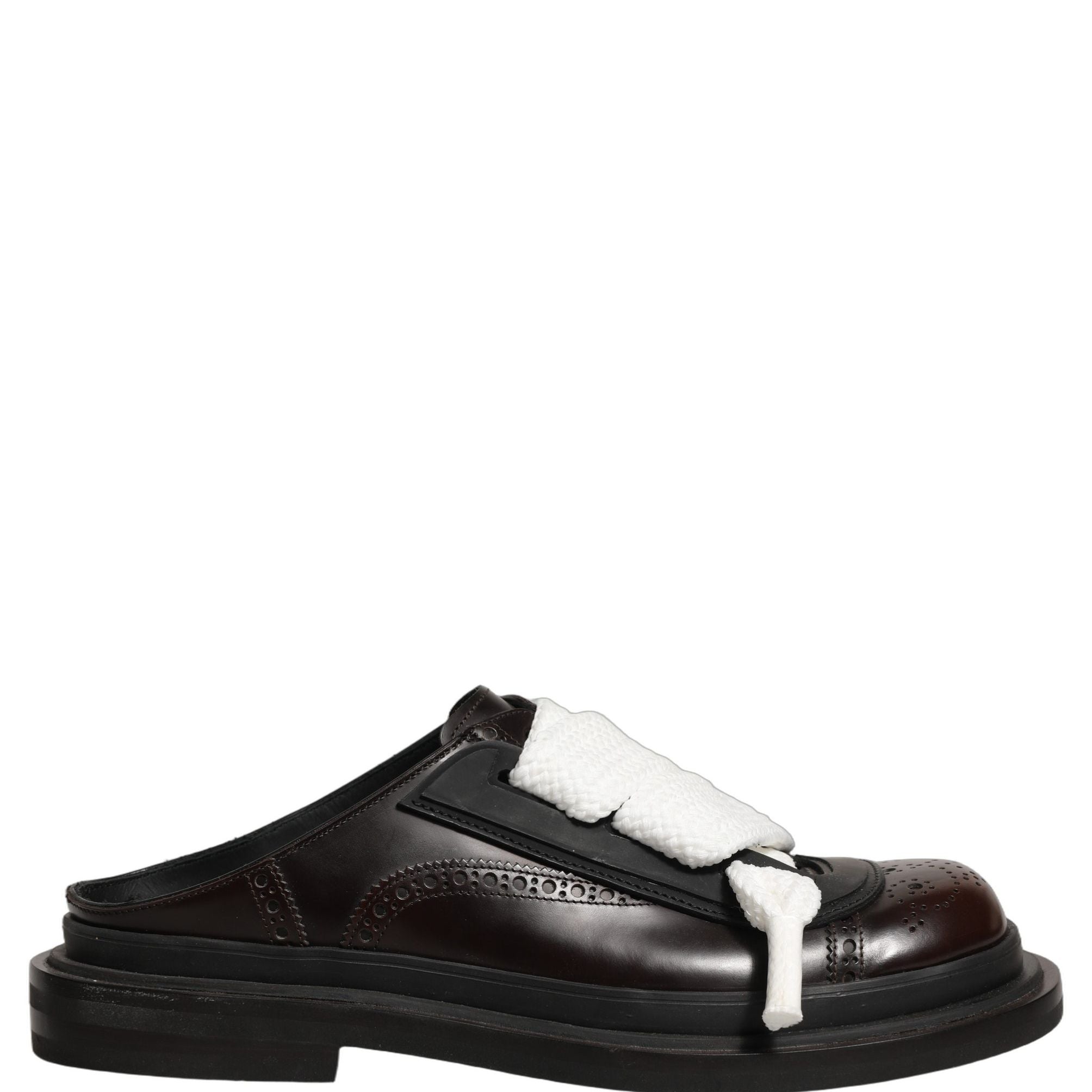 Dolce & Gabbana Brown Leather Slip On Flat Sandals Men Shoes