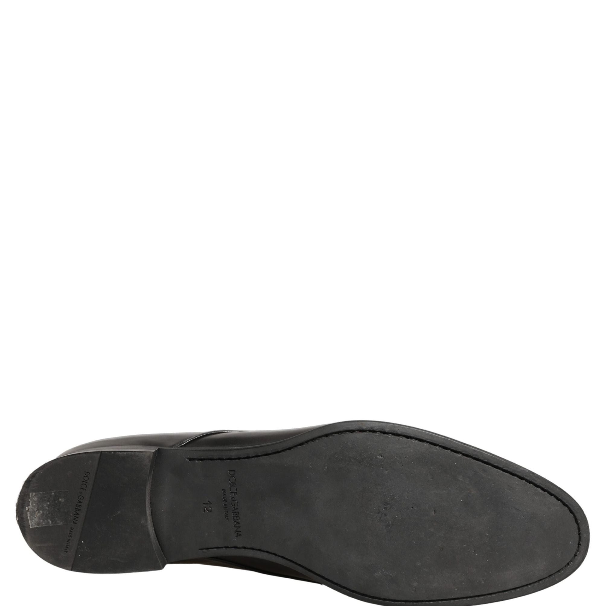 Dolce & Gabbana Black Leather Men Derby Dress Formal Shoes