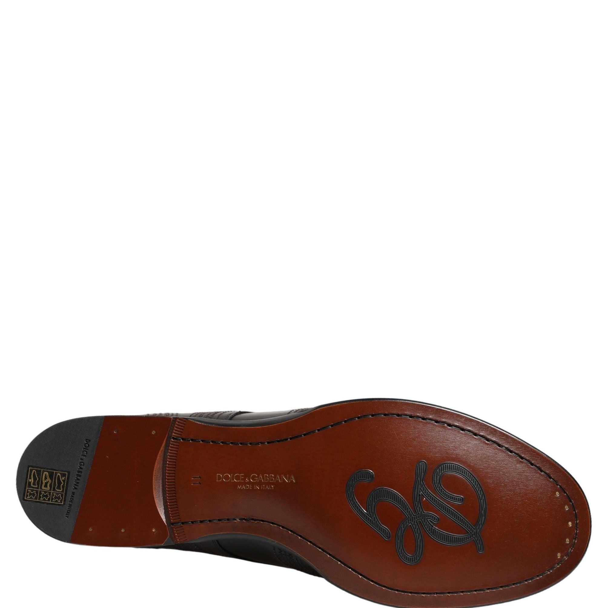 Dolce & Gabbana Black Embroidered Leather Derby Dress Shoes