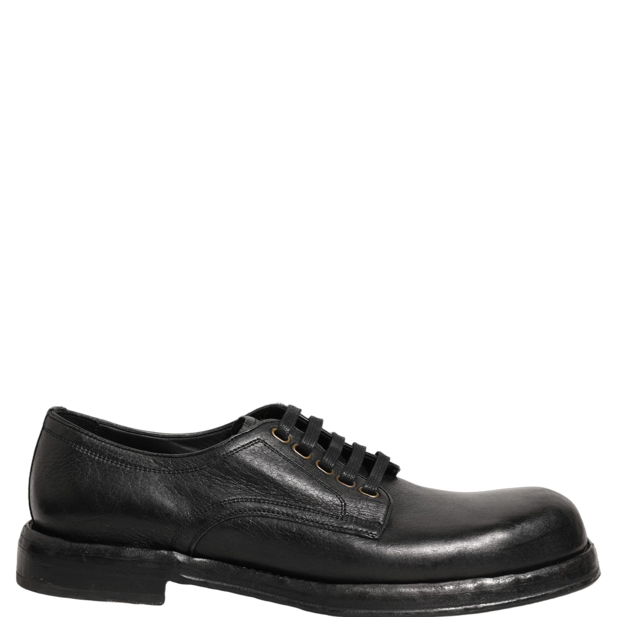 Dolce & Gabbana Black Leather Lace Up Derby Dress Men Shoes