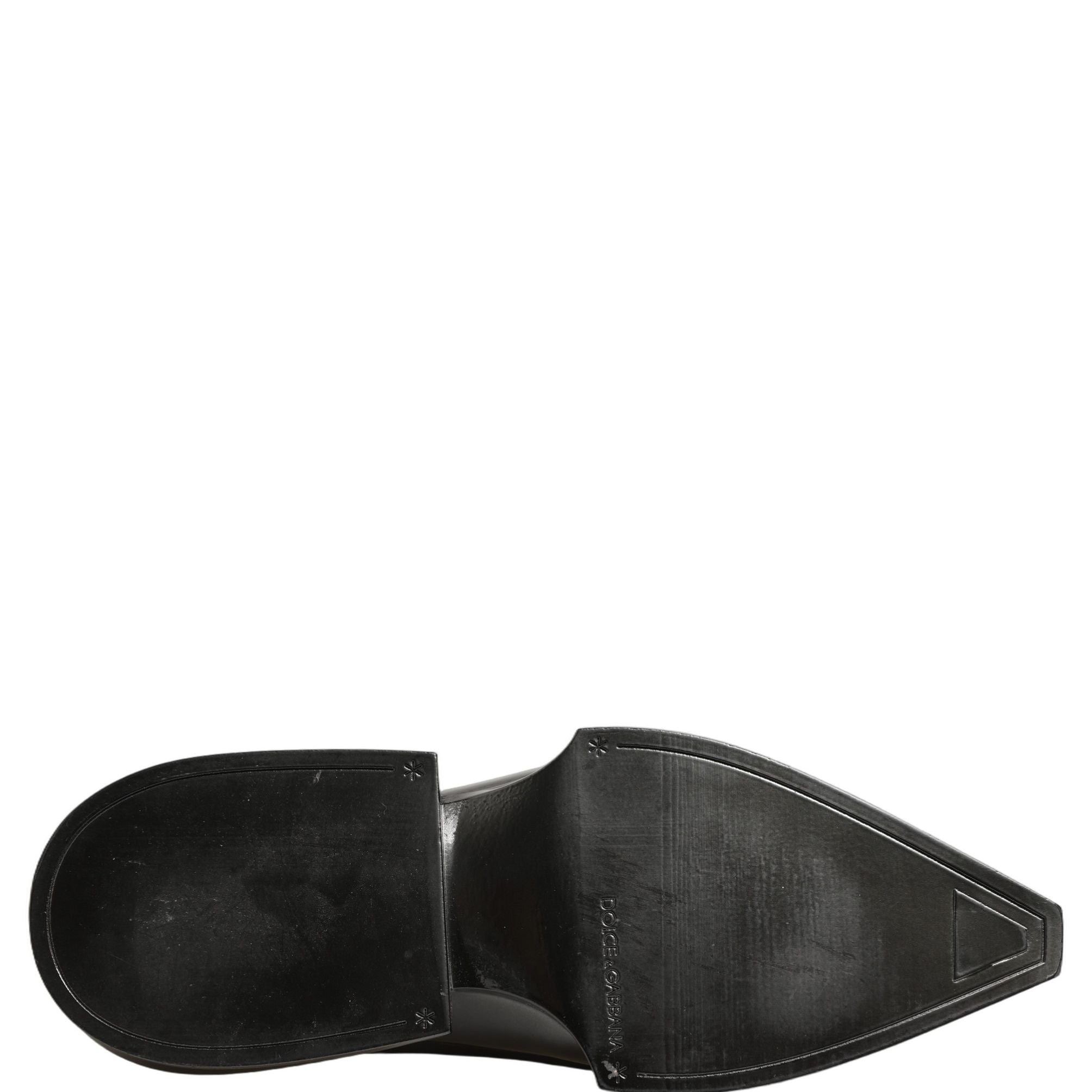 Dolce & Gabbana Dress Shiny Black Slip On Plastic Dress Shoes