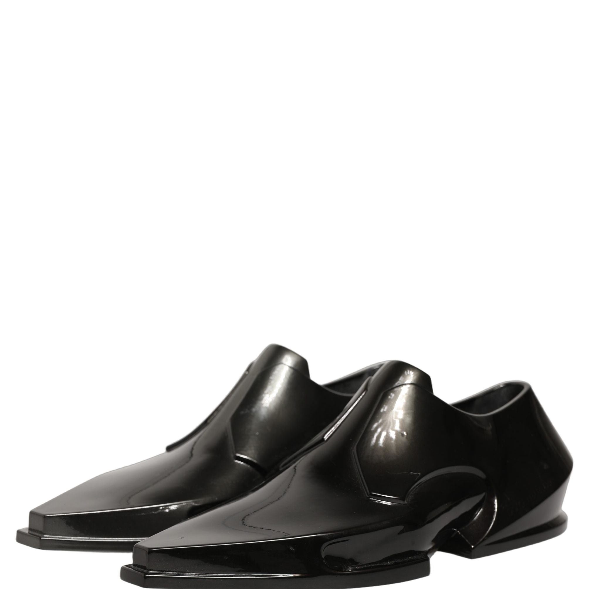 Dolce & Gabbana Dress Shiny Black Slip On Plastic Dress Shoes