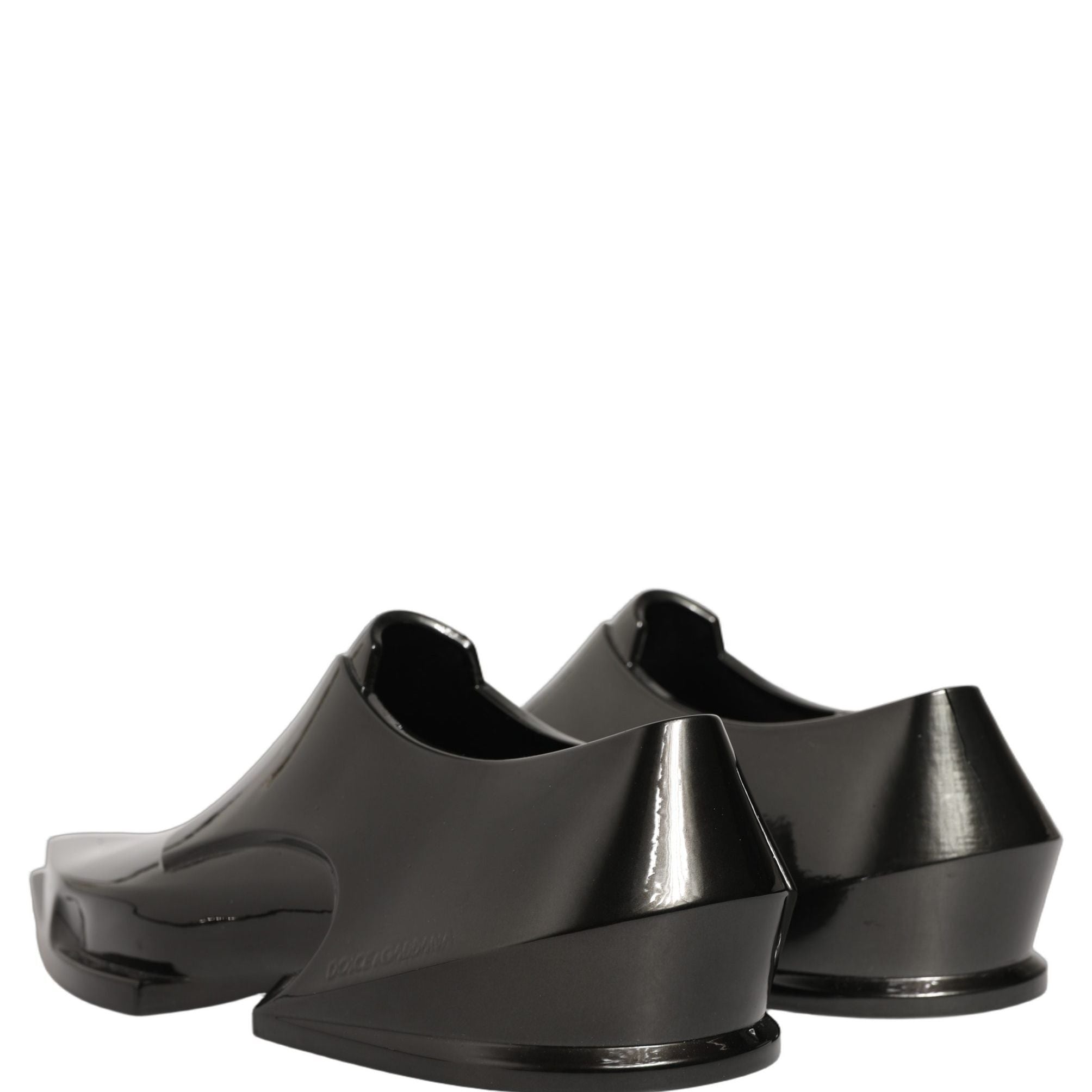 Dolce & Gabbana Dress Shiny Black Slip On Plastic Dress Shoes