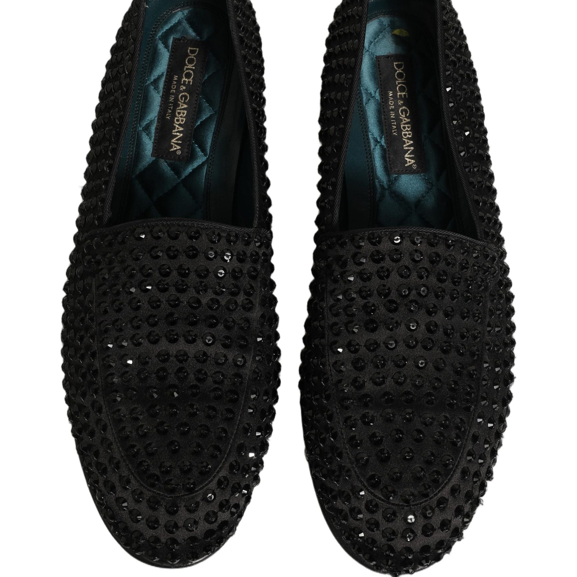 Dolce & Gabbana Black Rhinestone Embellished Loafers Shoes
