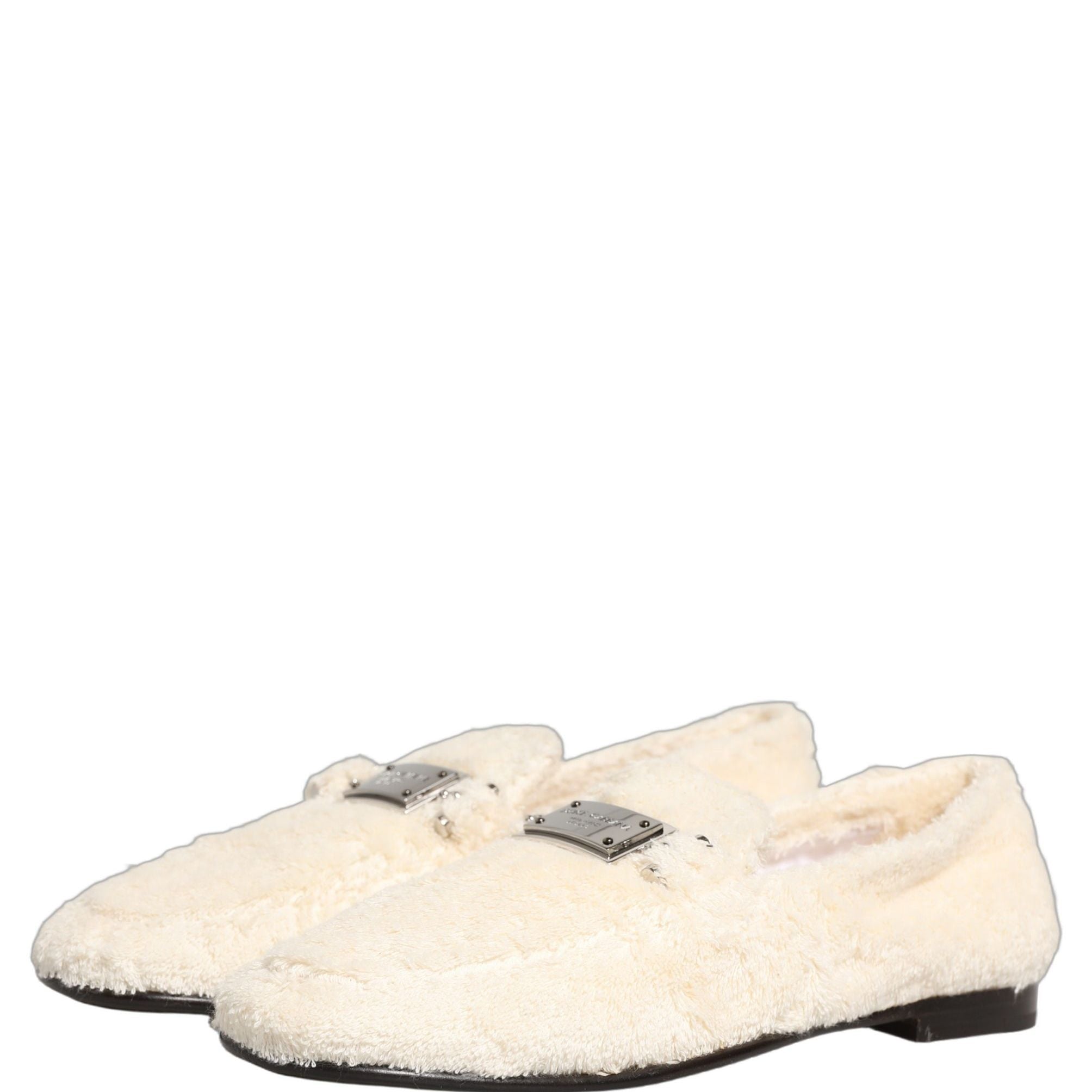 Dolce & Gabbana White Fur Shearling Men Dress Loafers Shoes