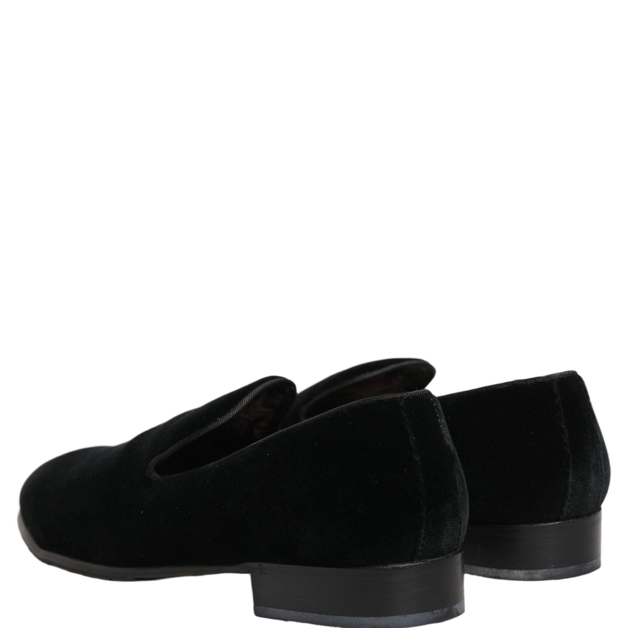 Dolce & Gabbana Black Velvet Loafers Formal Men Dress Shoes