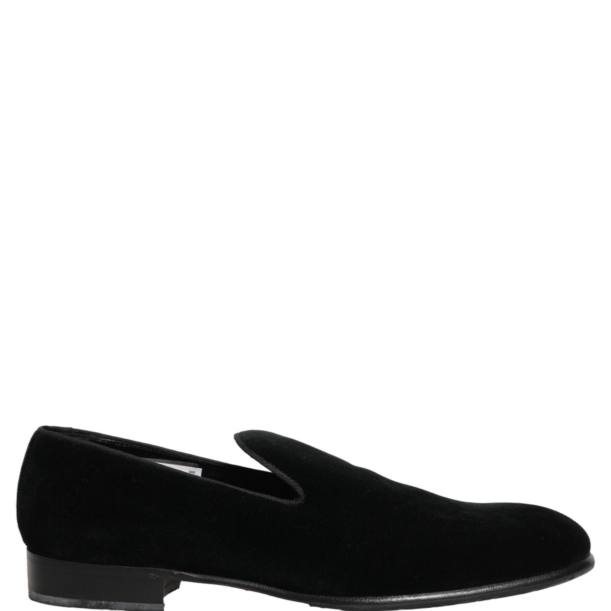 Dolce & Gabbana Black Velvet Loafers Formal Men Dress Shoes
