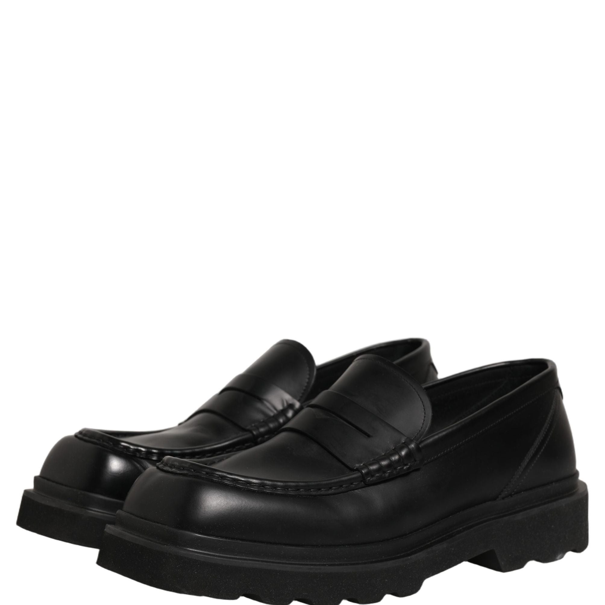 Dolce & Gabbana Black Calfskin Leather Men Dress Loafer Shoes