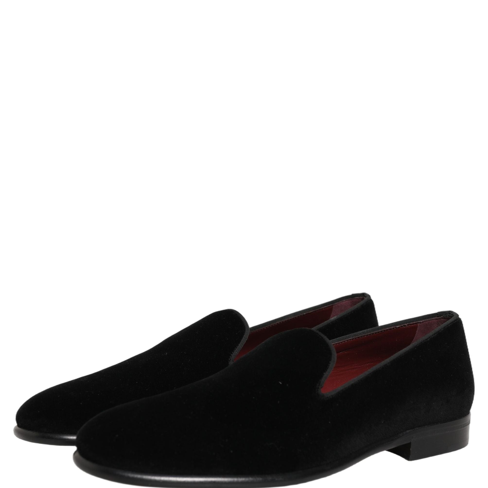 Dolce & Gabbana Black Velvet Loafers Formal Men Dress Shoes