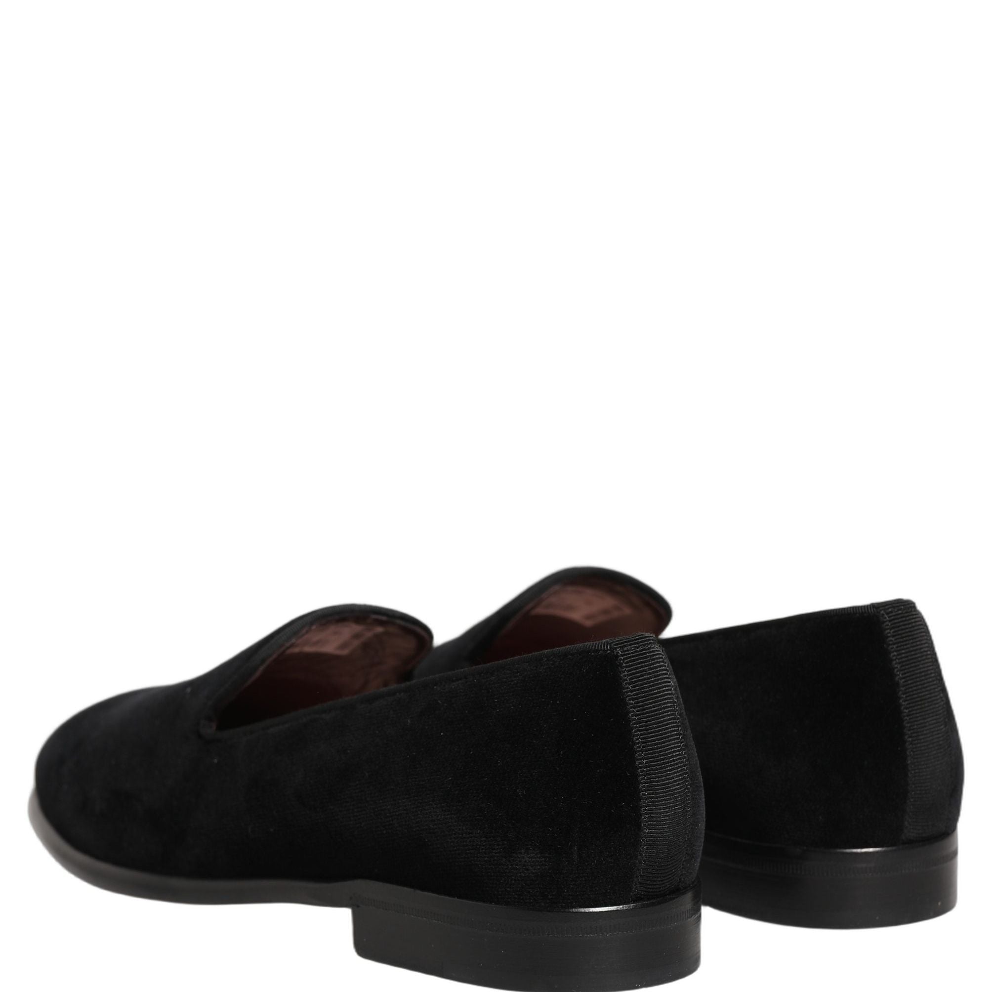 Dolce & Gabbana Black Velvet Loafers Formal Men Dress Shoes