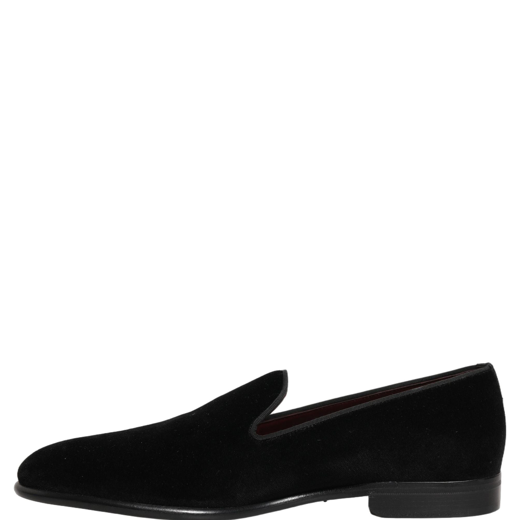 Dolce & Gabbana Black Velvet Loafers Formal Men Dress Shoes