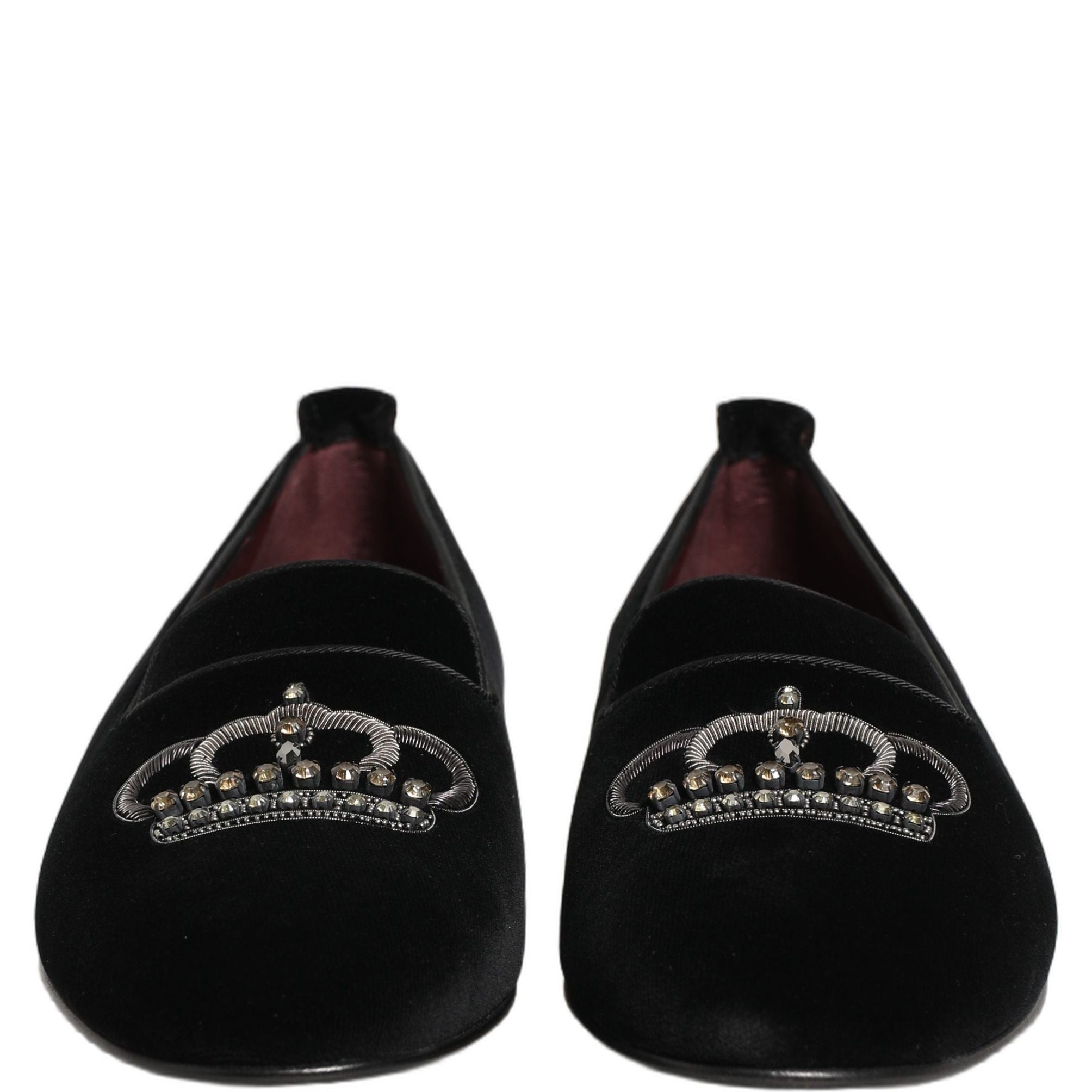 Dolce & Gabbana Black Crown Embellished Dress Loafers Shoes