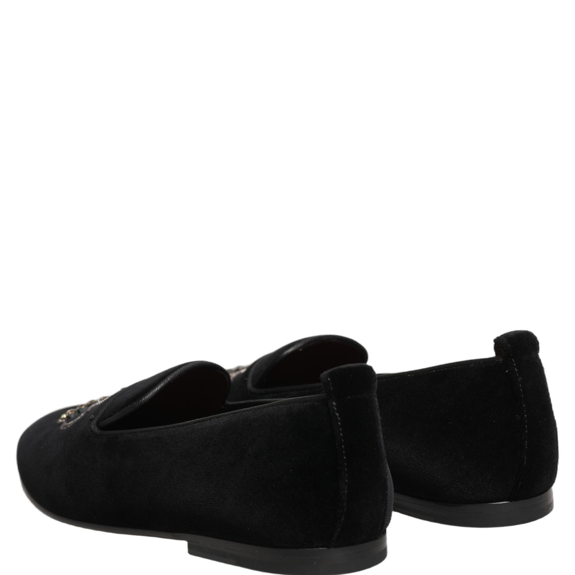 Dolce & Gabbana Black Crown Embellished Dress Loafers Shoes
