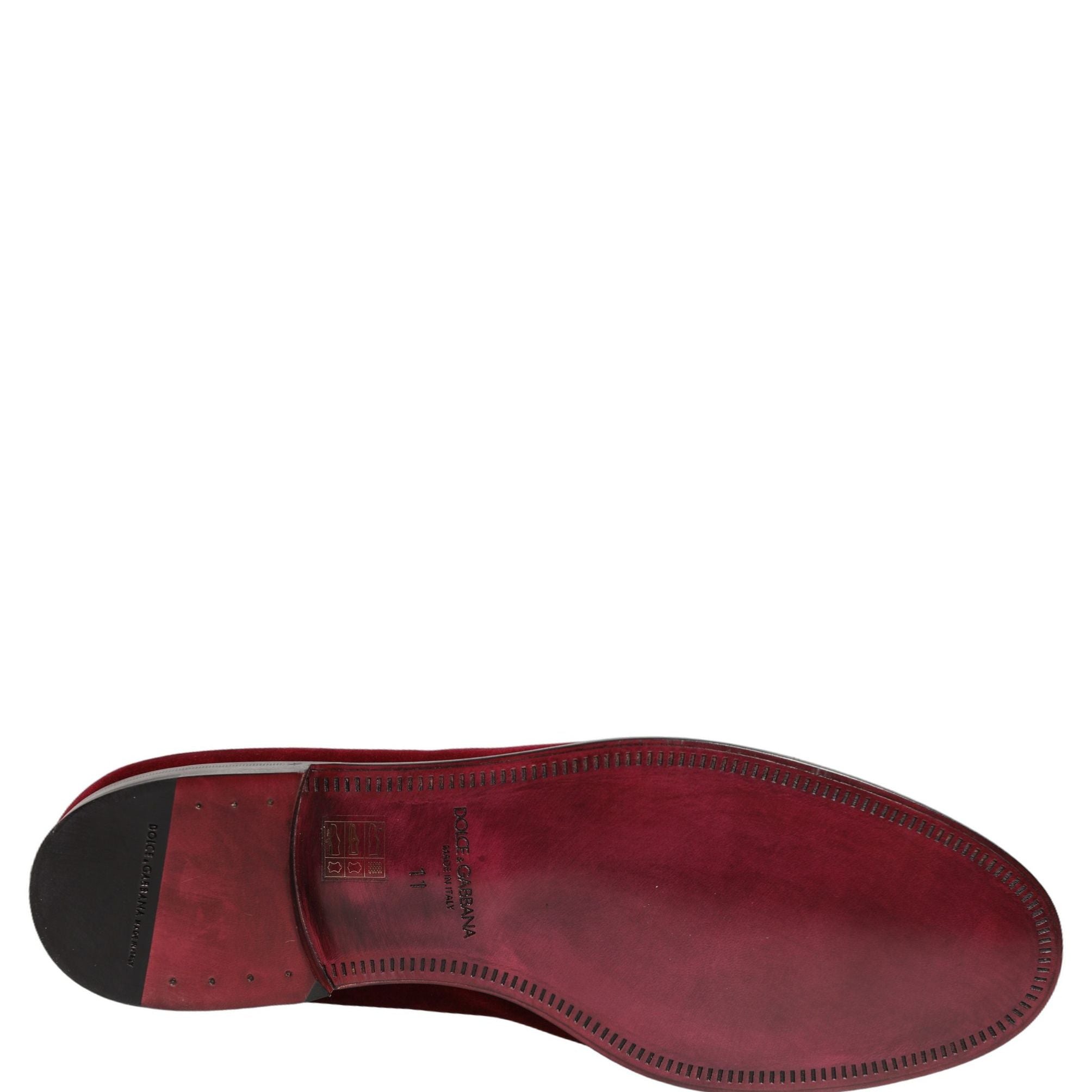 Dolce & Gabbana Maroon Velvet Slip On Men Dress Loafers Shoes