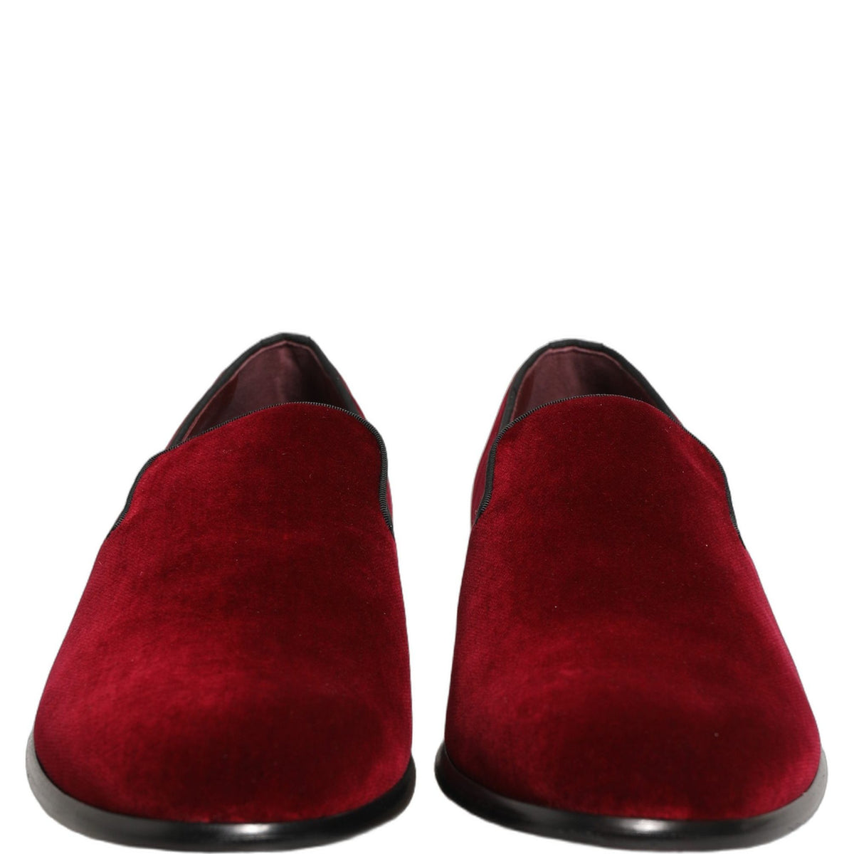 Dolce & Gabbana Maroon Velvet Slip On Men Dress Loafers Shoes