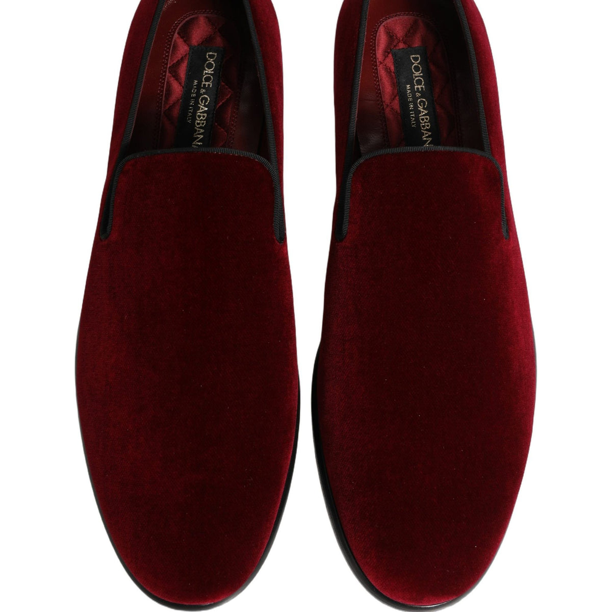 Dolce & Gabbana Maroon Velvet Slip On Men Dress Loafers Shoes