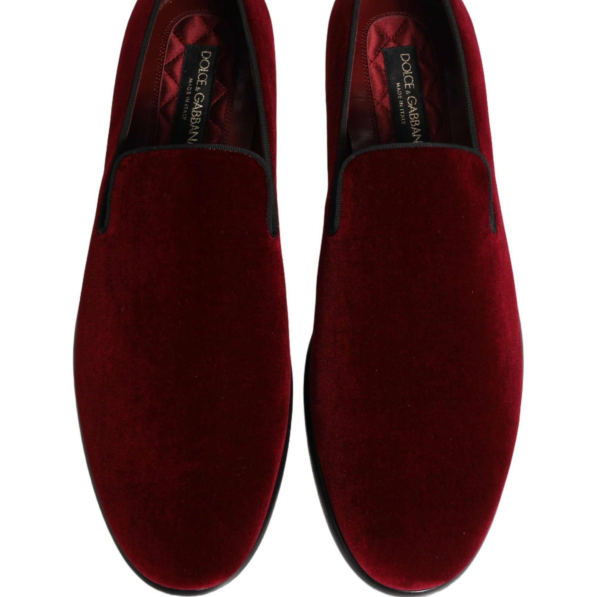 Dolce & Gabbana Maroon Velvet Slip On Men Dress Loafers Shoes