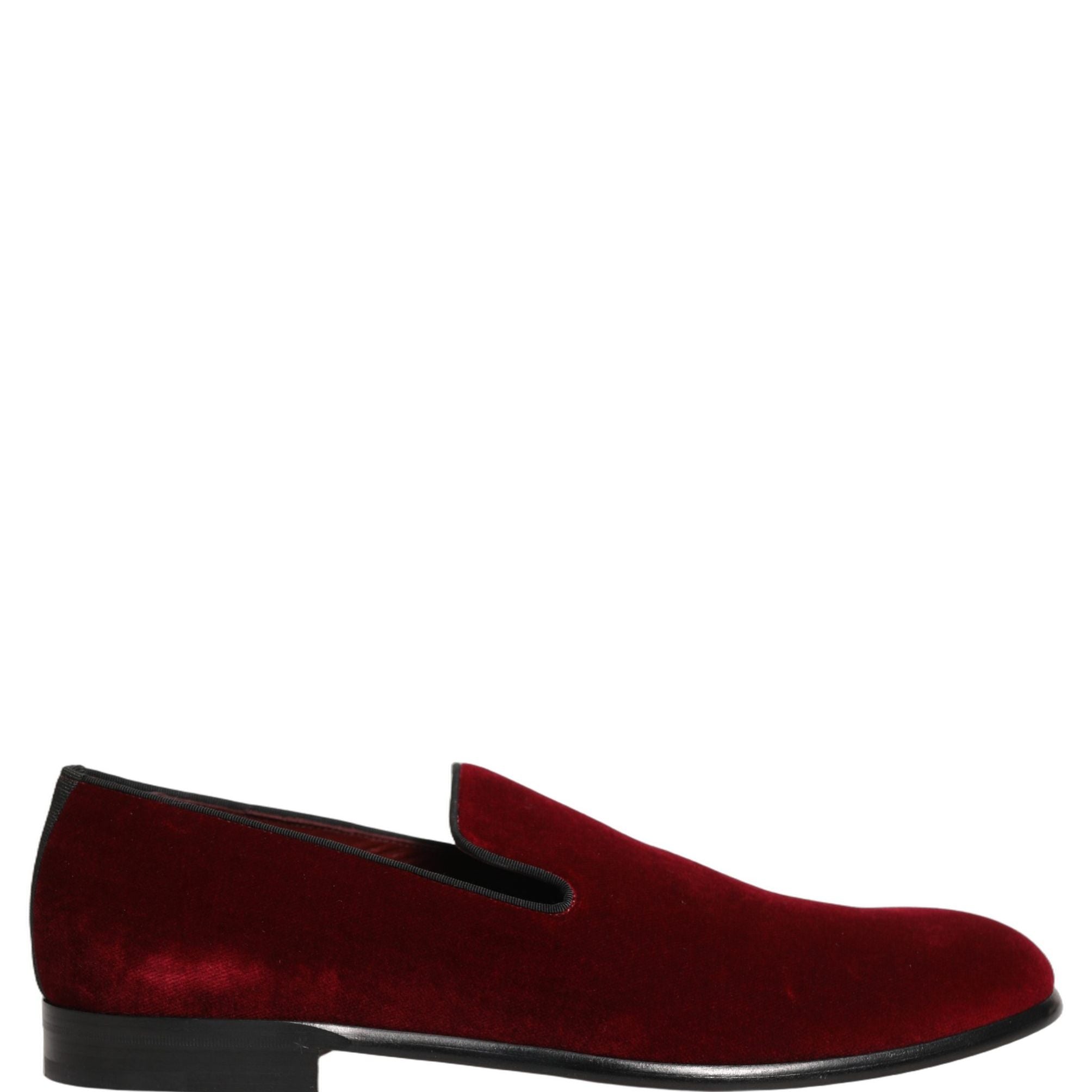 Dolce & Gabbana Maroon Velvet Slip On Men Dress Loafers Shoes