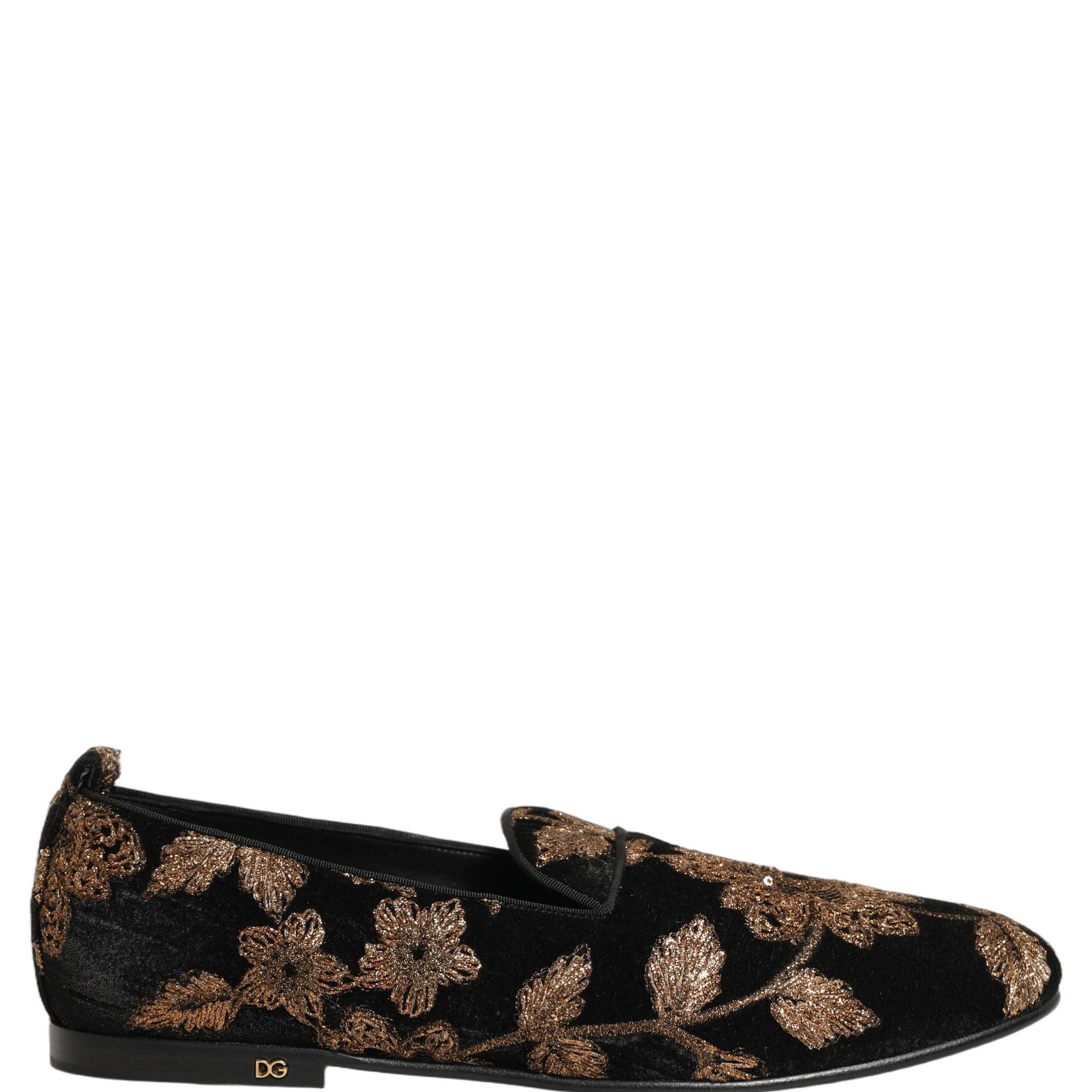 Dolce & Gabbana Black Floral Jacquard Dress Loafers Shoes