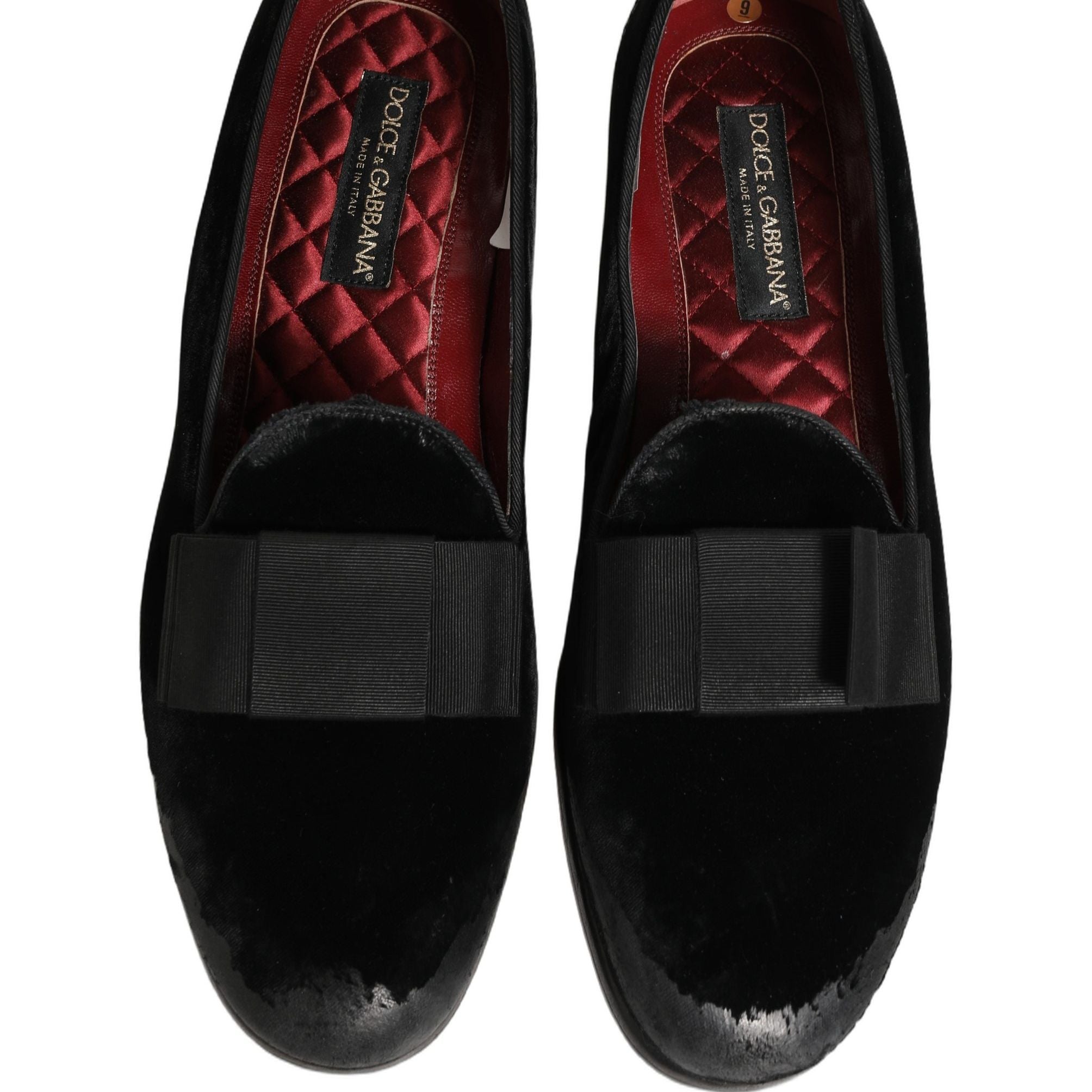 Dolce & Gabbana Black Velvet Loafers Formal Men Dress Shoes