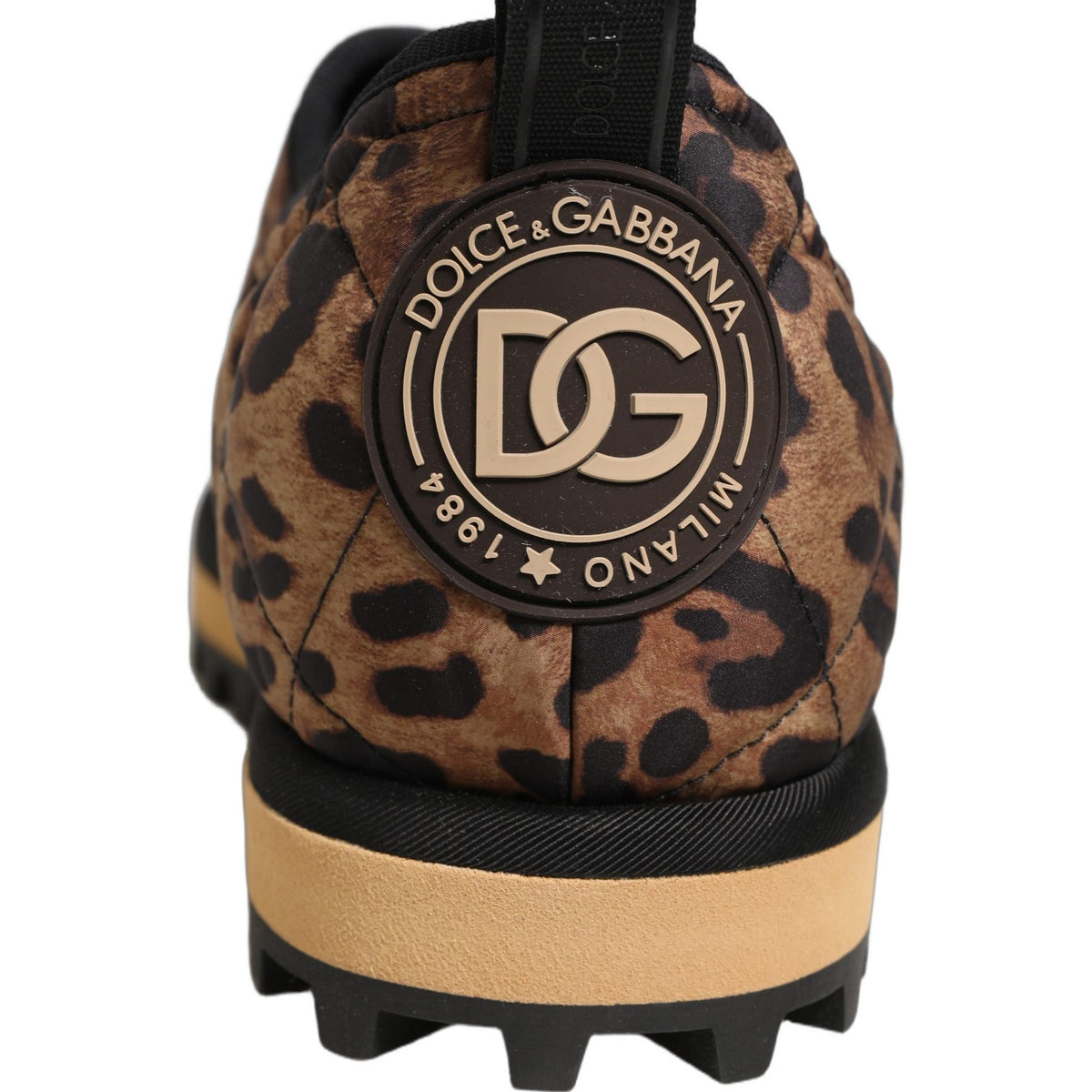 Dolce & Gabbana Brown Leopard Print Quilted Men Sneakers Shoes