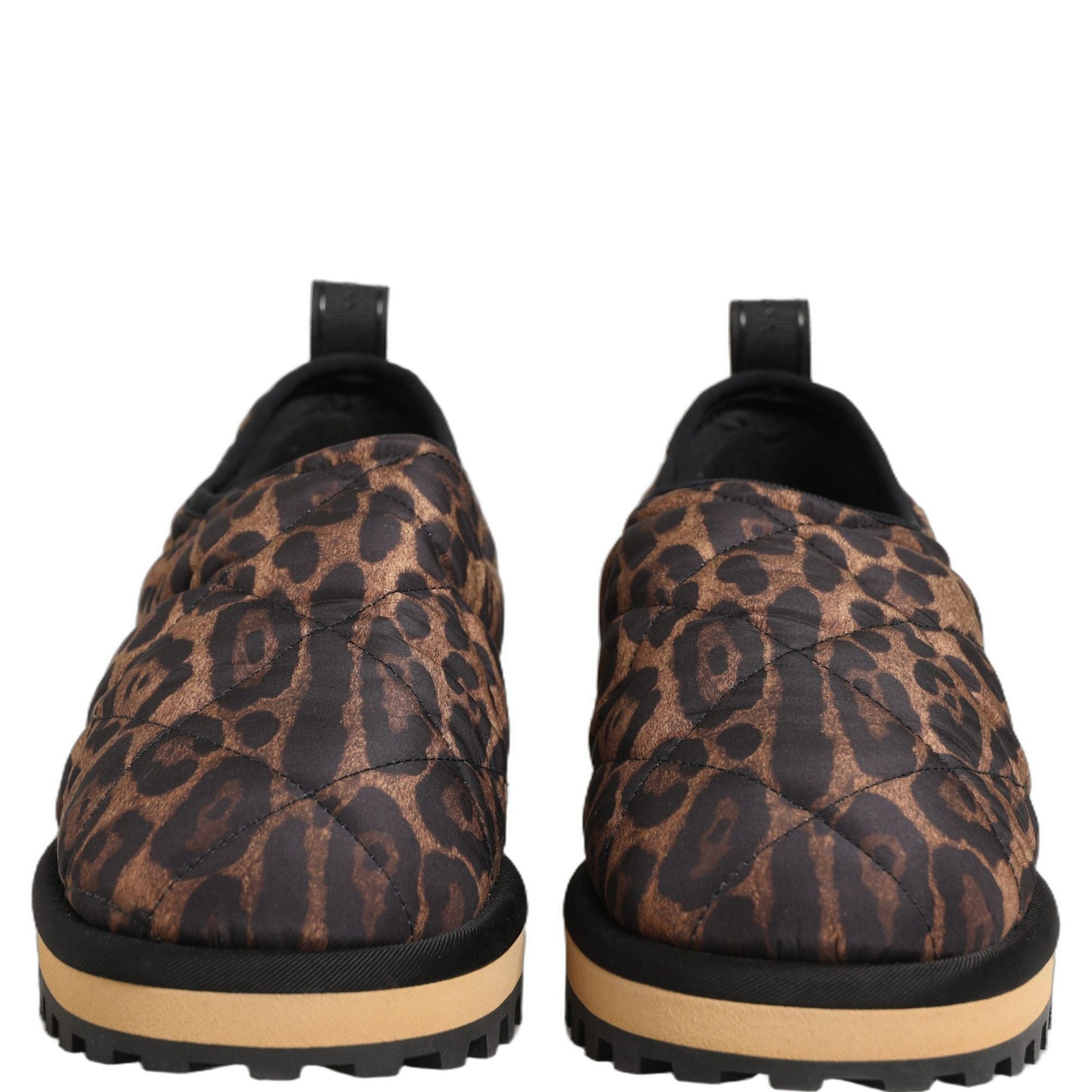 Dolce & Gabbana Brown Leopard Print Quilted Men Sneakers Shoes