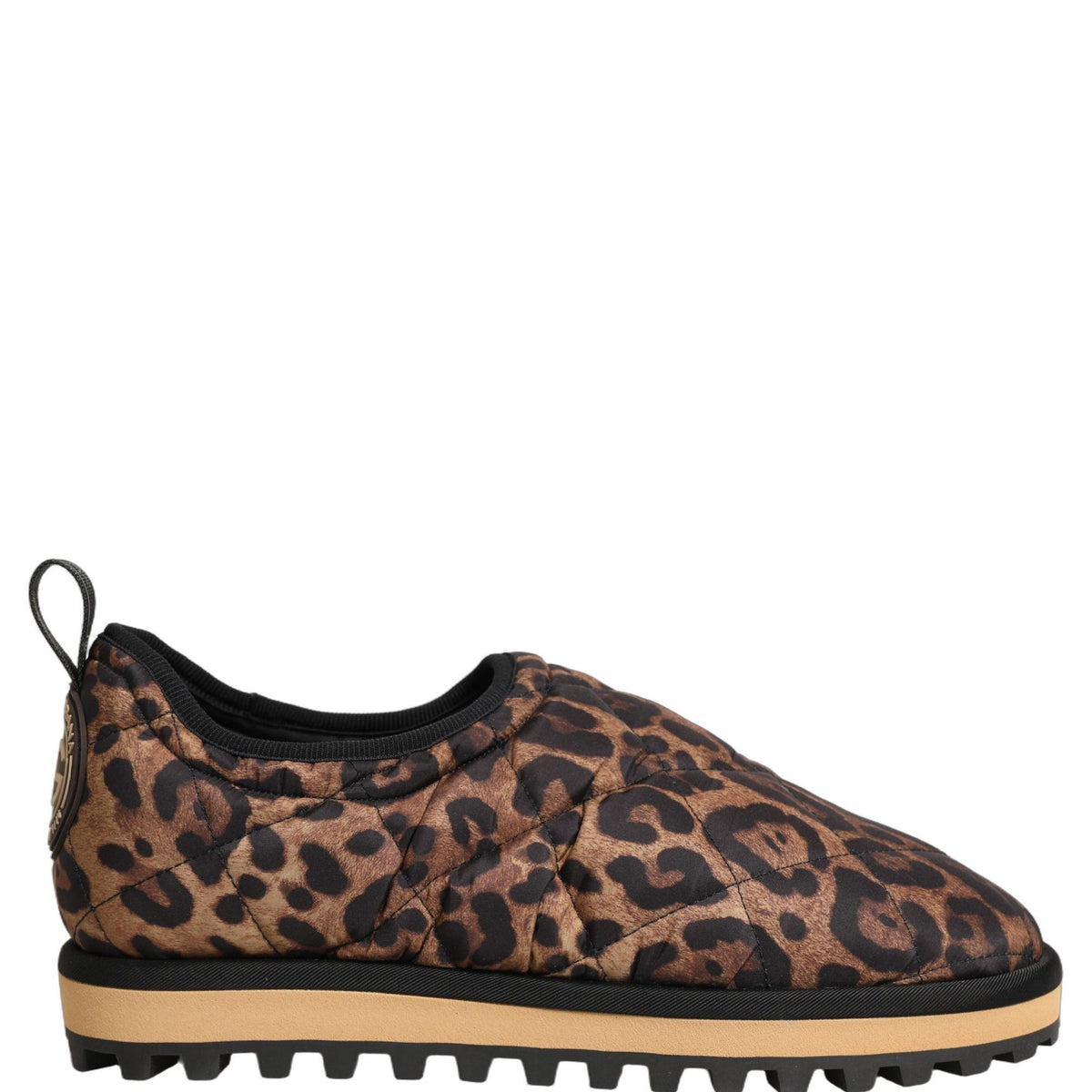 Dolce & Gabbana Brown Leopard Print Quilted Men Sneakers Shoes