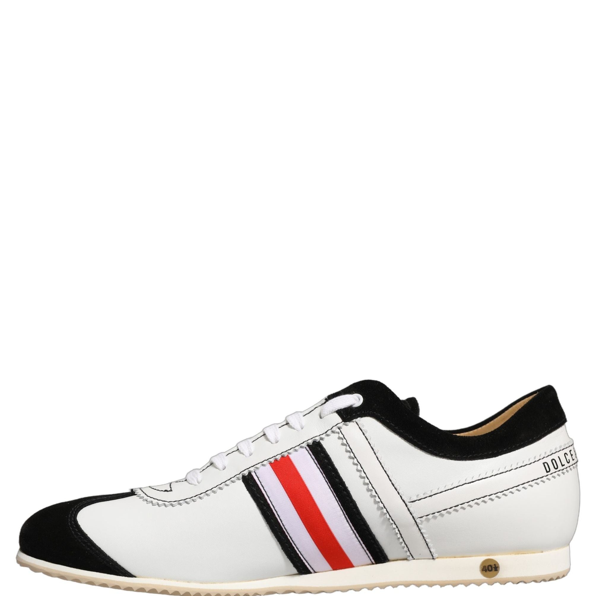 Dolce & Gabbana Black White Leather Suede Low Top Sneakers Shoes