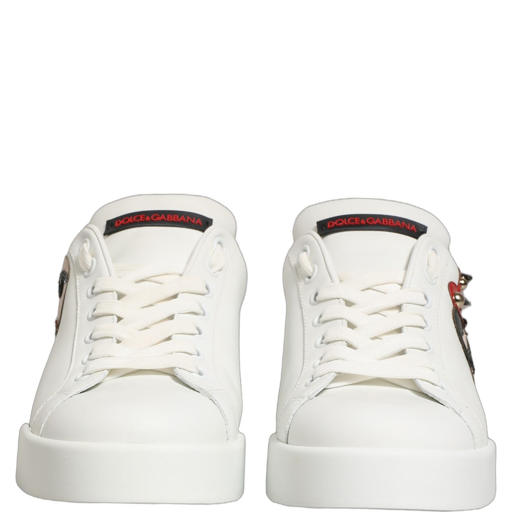 Dolce & Gabbana White Patch Calfskin Nappa Portofino Sneakers Shoes