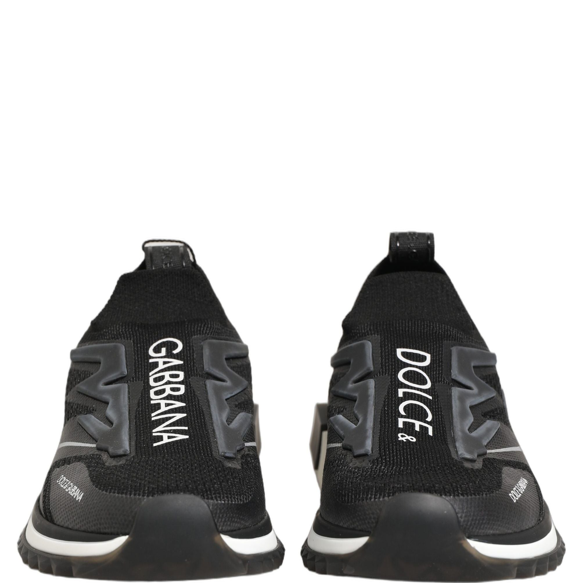 Dolce & Gabbana Black White Sorrento Slip-On Logo Sneakers Shoes