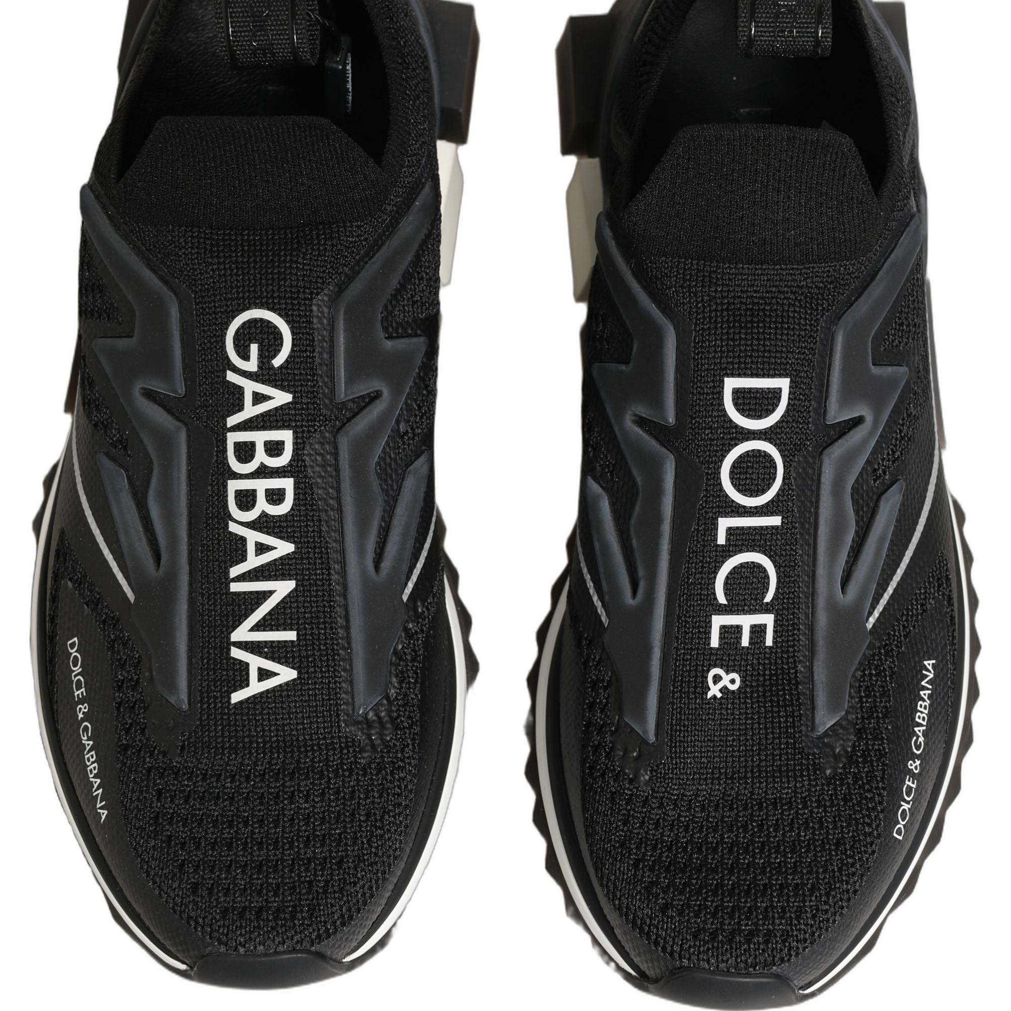Dolce & Gabbana Black White Sorrento Slip-On Logo Sneakers Shoes
