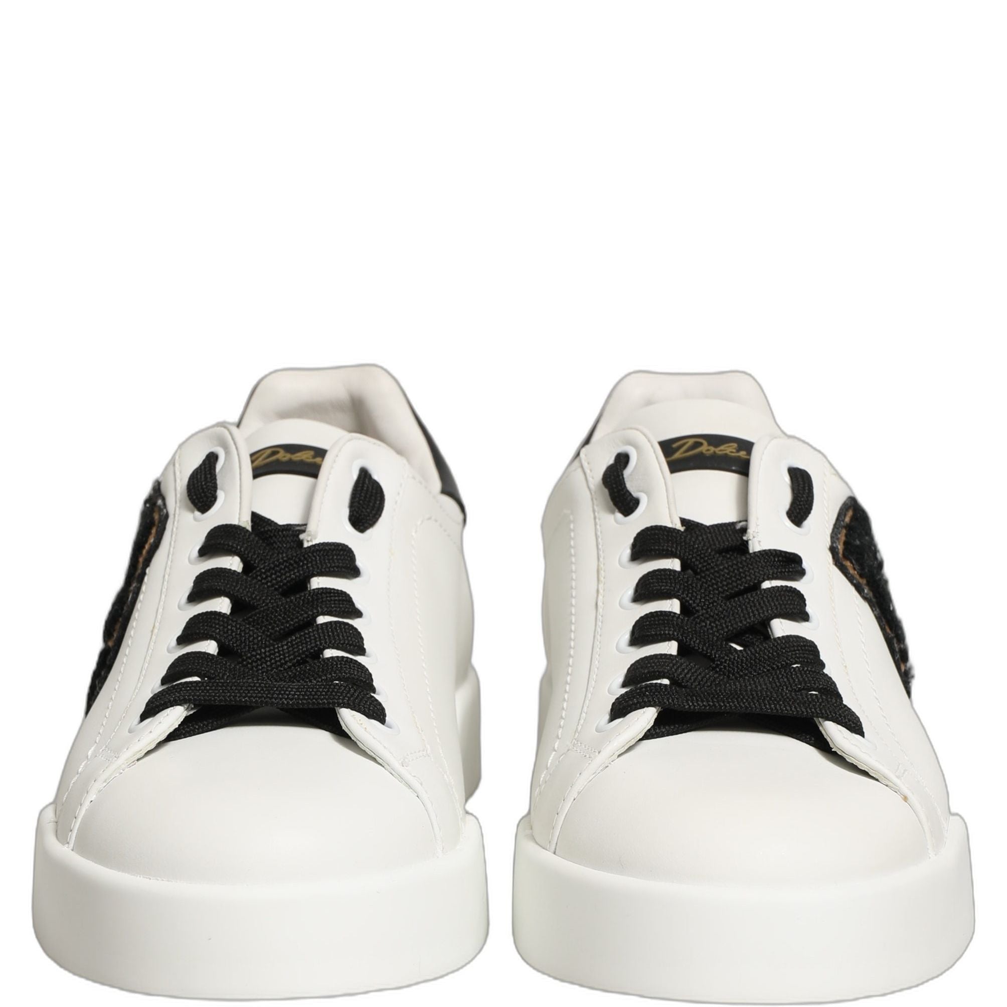 Dolce & Gabbana White Leather DG Logo Low Top Sneakers Shoes