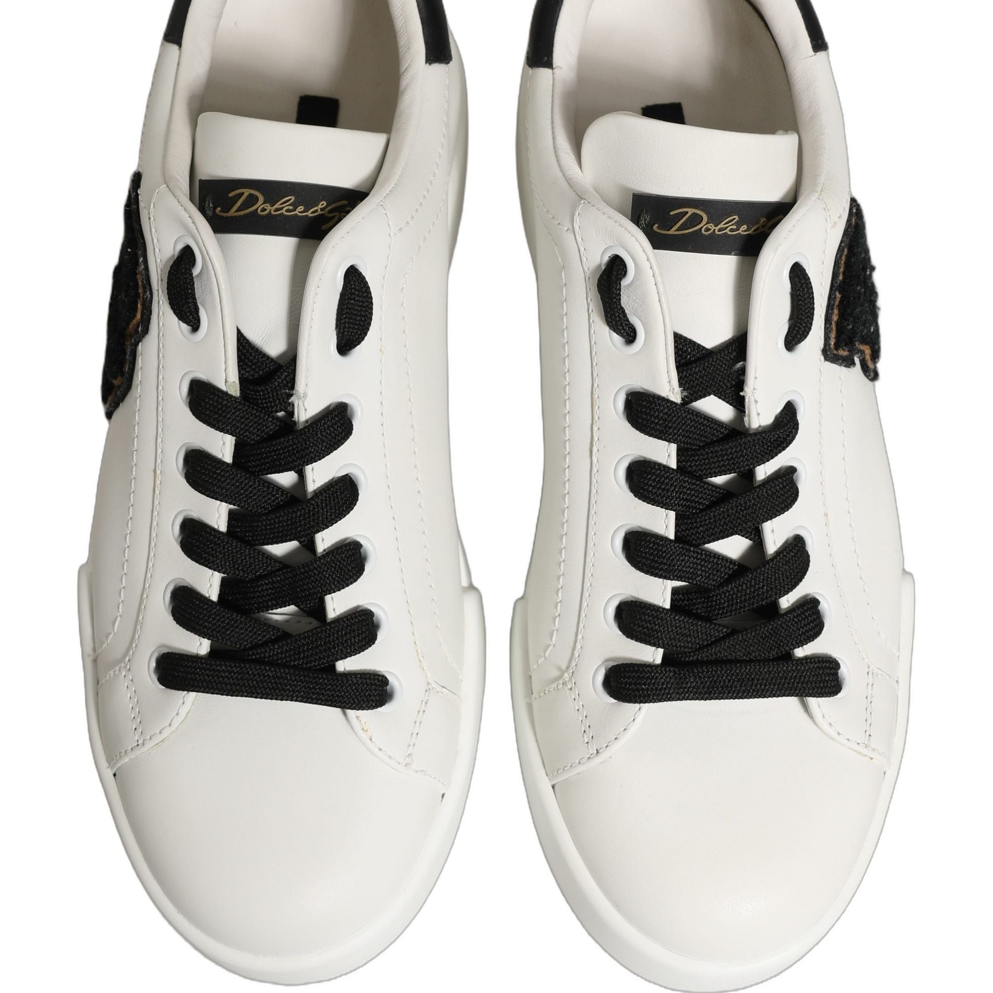 Dolce & Gabbana White Leather DG Logo Low Top Sneakers Shoes