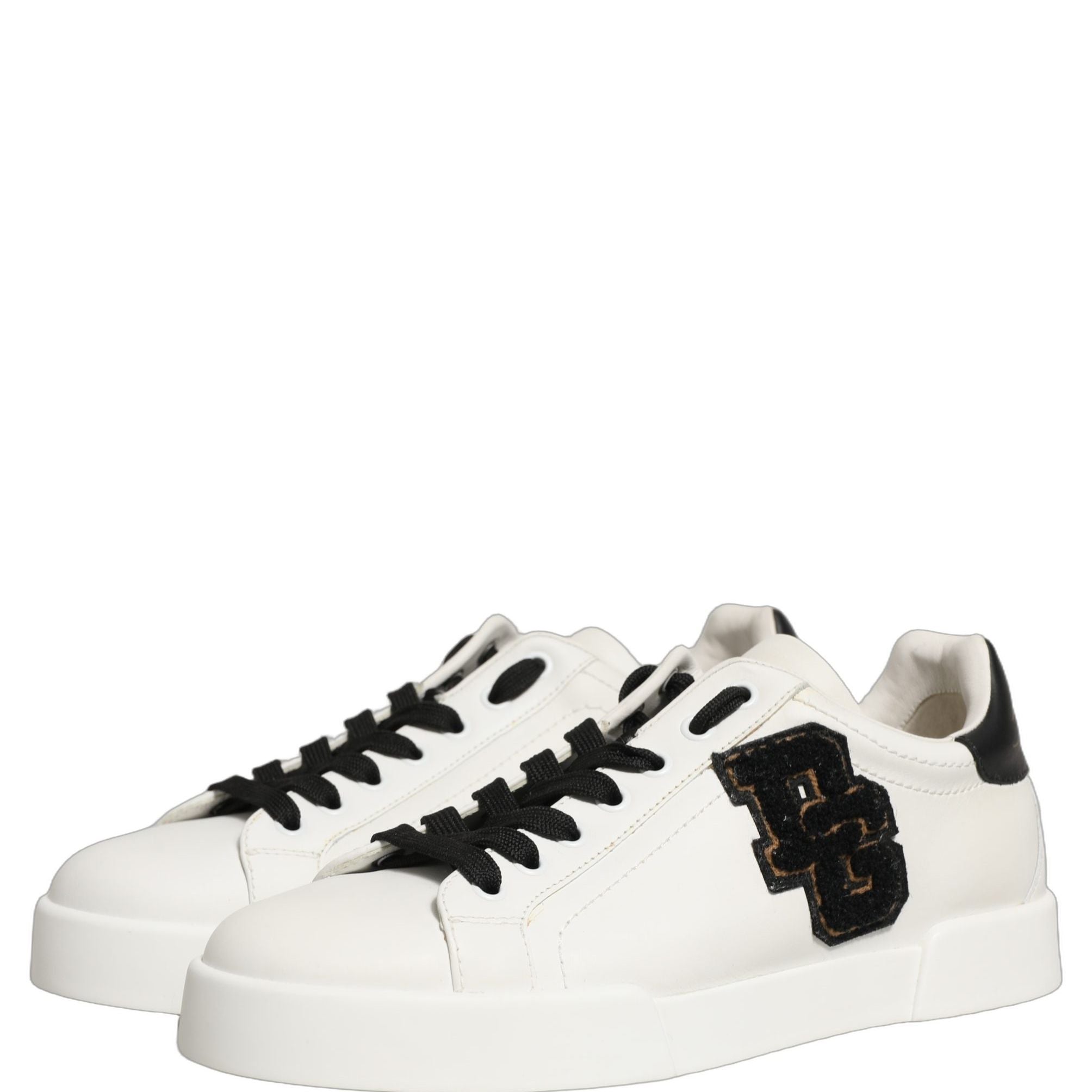 Dolce & Gabbana White Leather DG Logo Low Top Sneakers Shoes