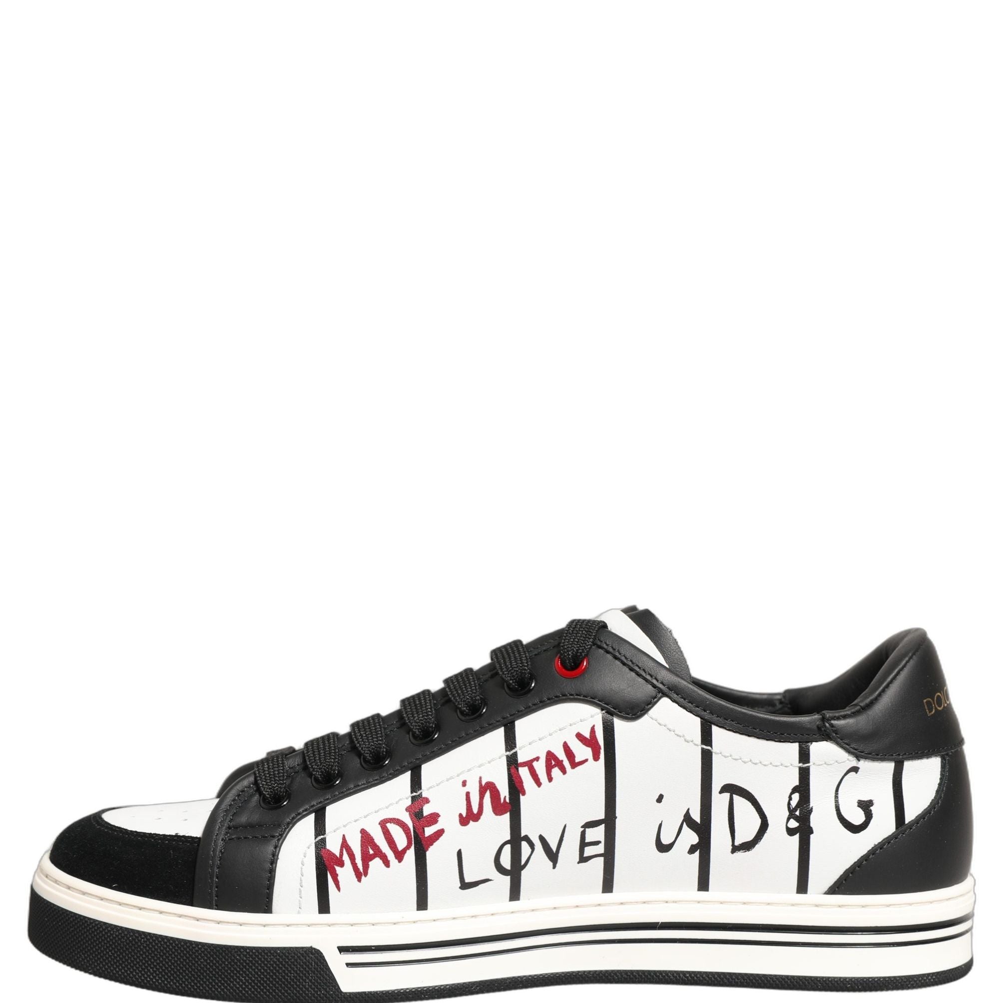 Dolce & Gabbana White Black DG Logo King Patch Low-Top Sneaker Shoes