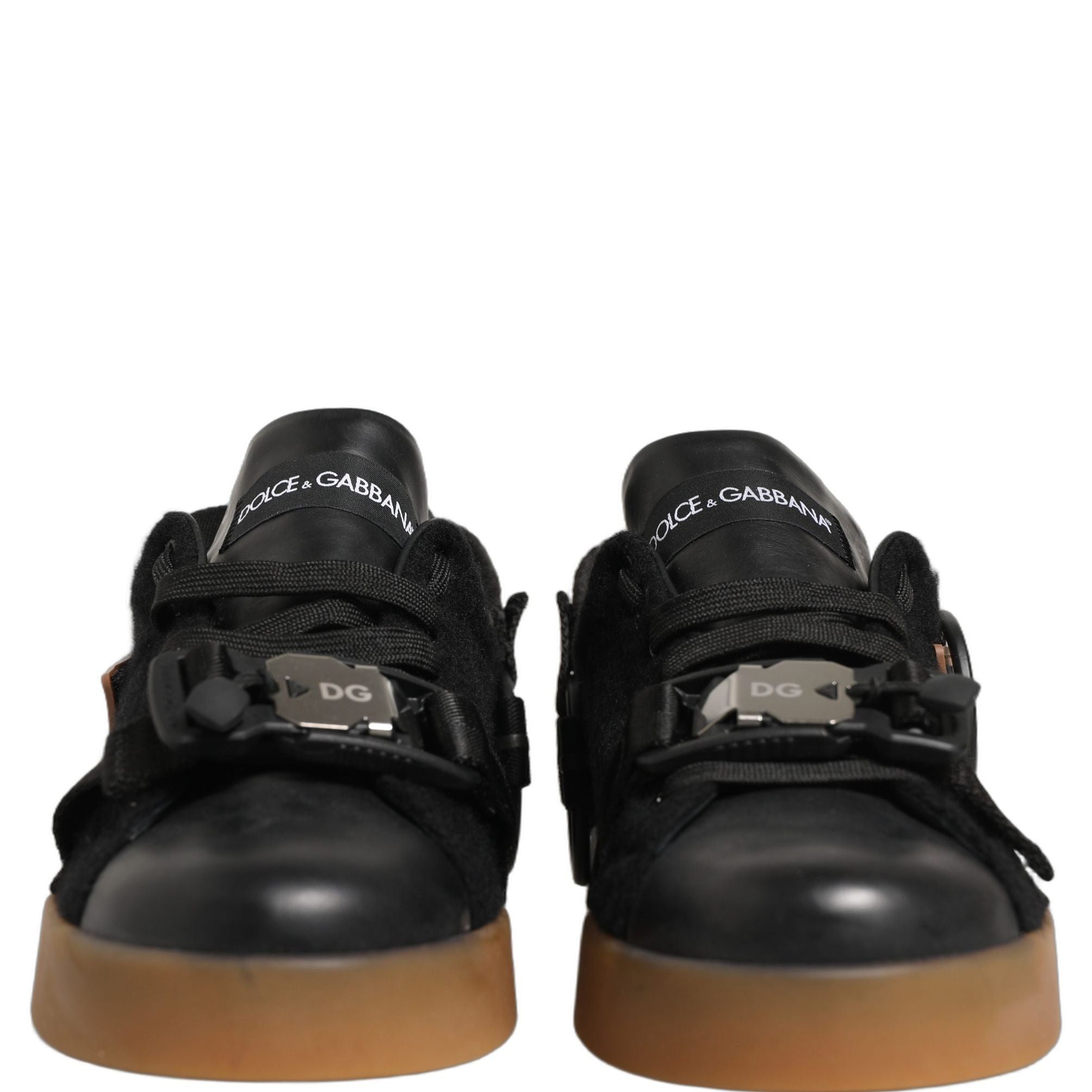 Dolce & Gabbana Black Leather Low Trainers Men Sneakers Shoes