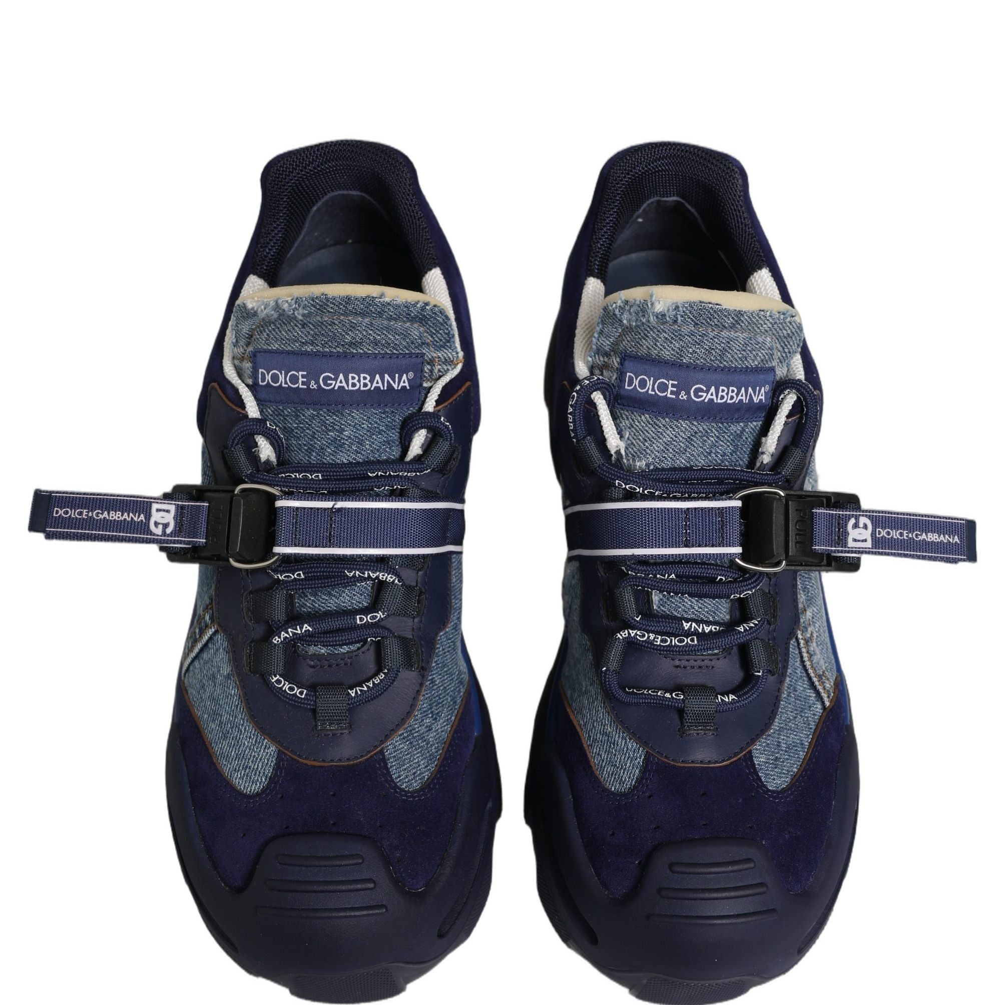 Dolce & Gabbana Blue Airmaster Panelled Low Top Denim Sneakers Shoes