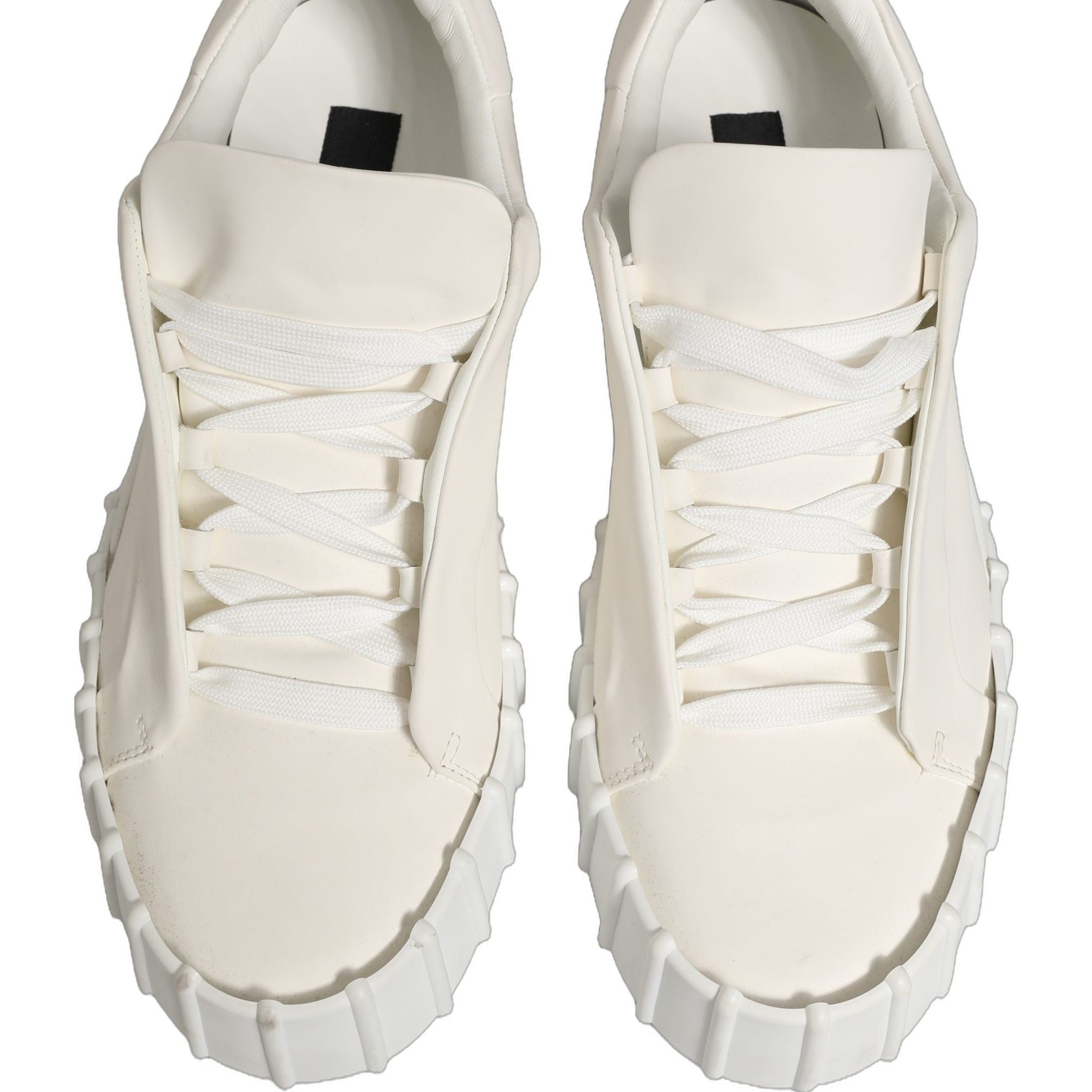 Dolce & Gabbana White Leather Low Top Lace Up Sneakers Shoes