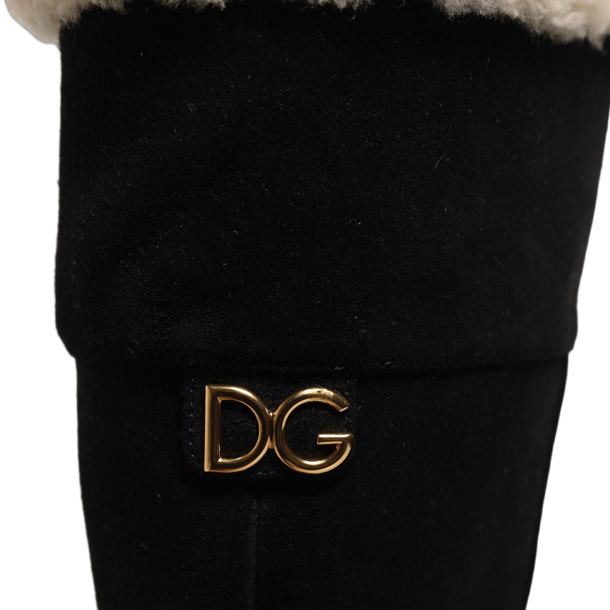 Dolce & Gabbana Black Suede Leather Knee High Boots Shoes