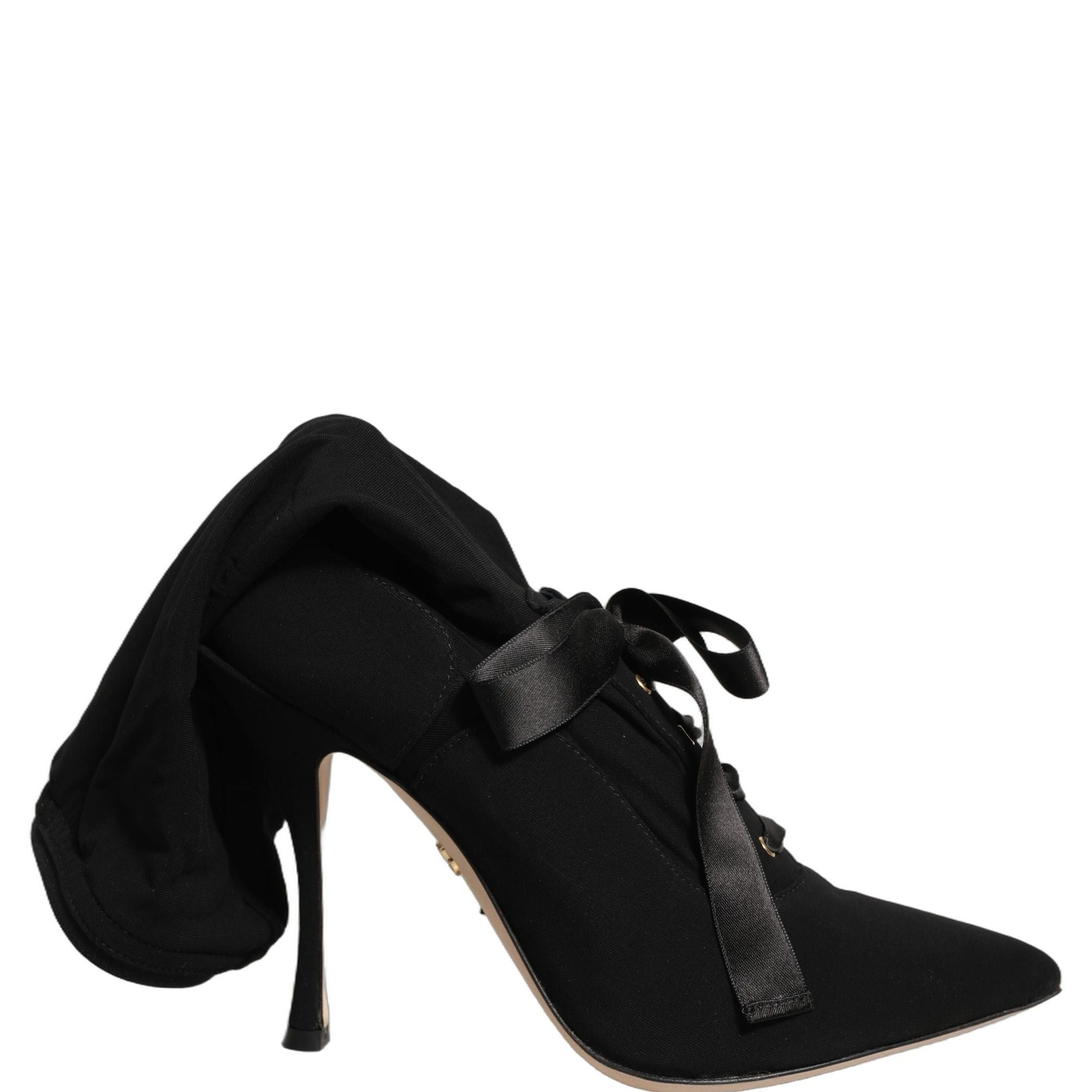 Dolce & Gabbana Black Stiletto Heels Mid Calf Boots Shoes
