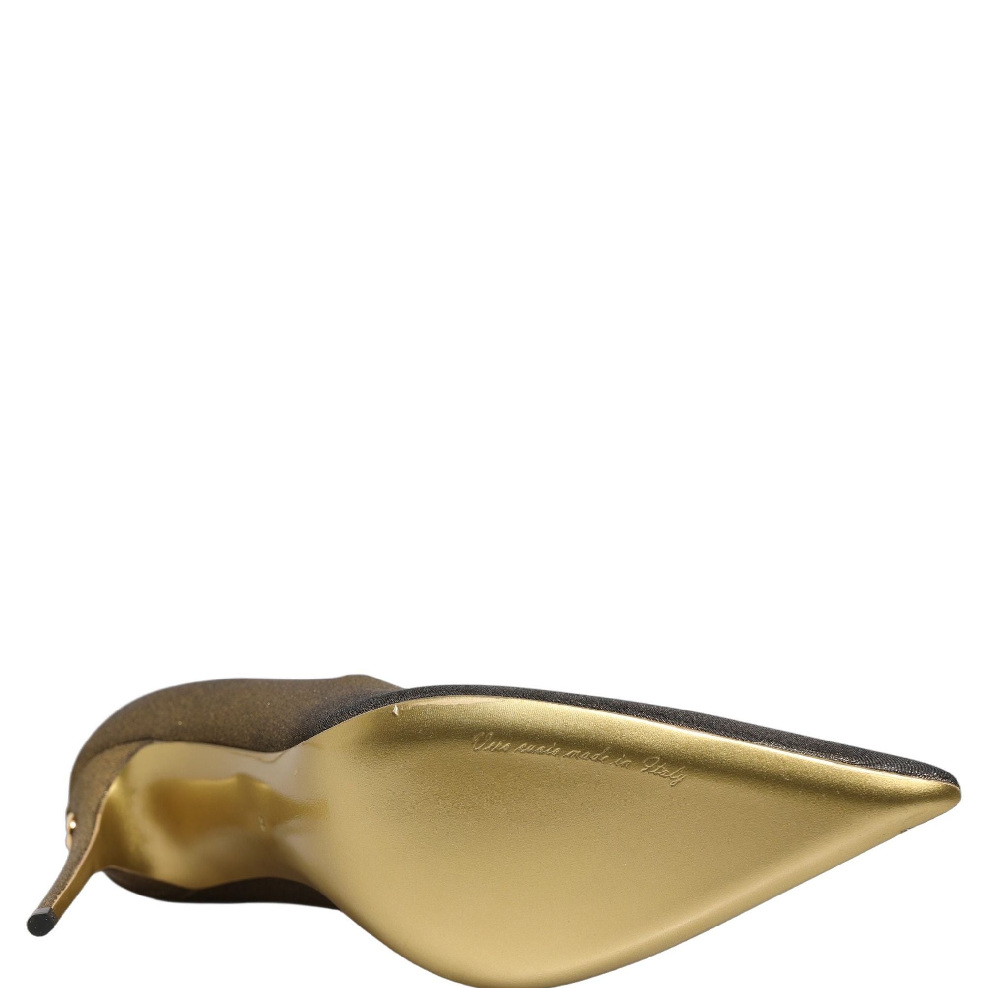 Dolce & Gabbana Gold Nylon Socks Knee High Boots Pumps Shoes